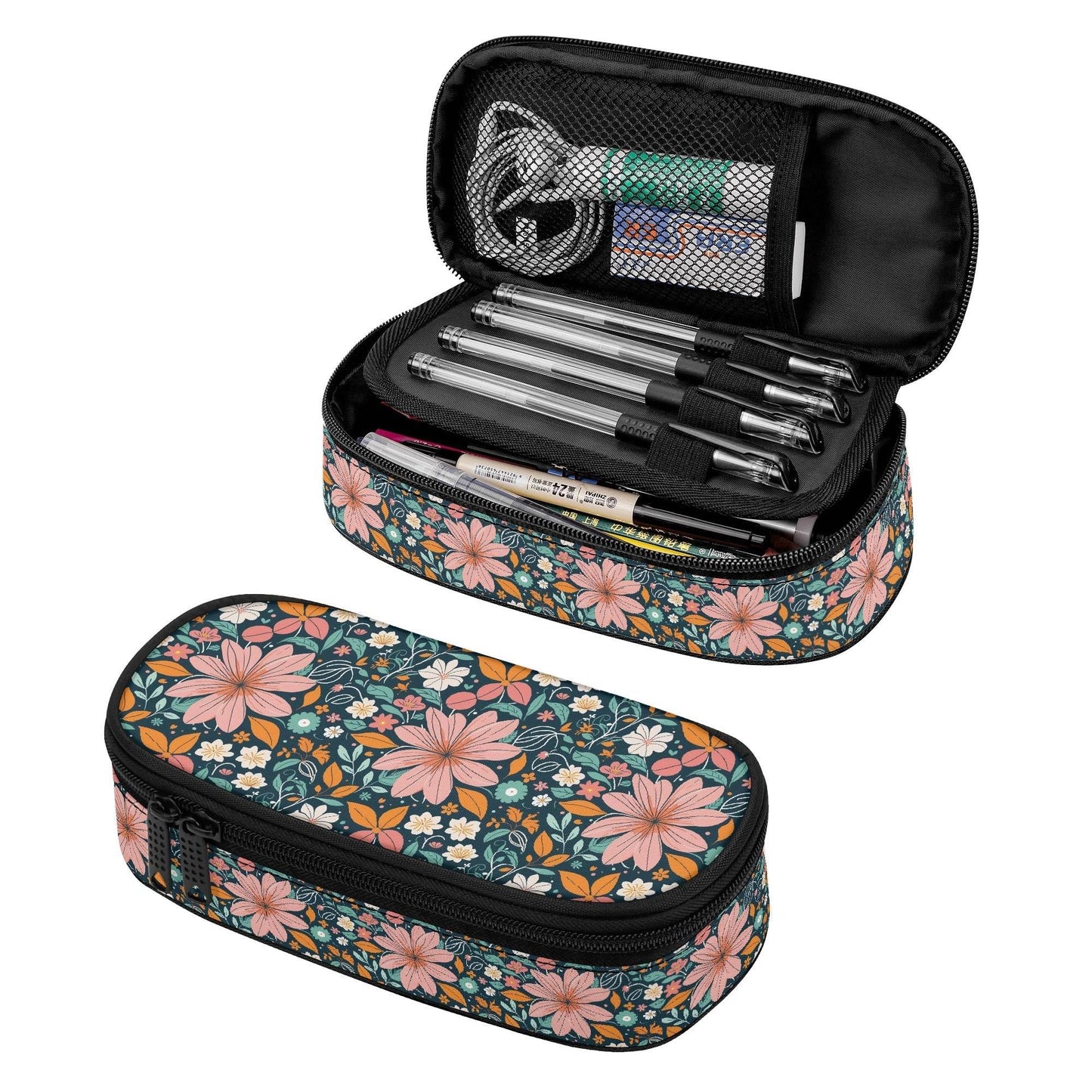 Wild Flowers 3-Layer Pencil and Cosmetic Case - DeRose Seasonal