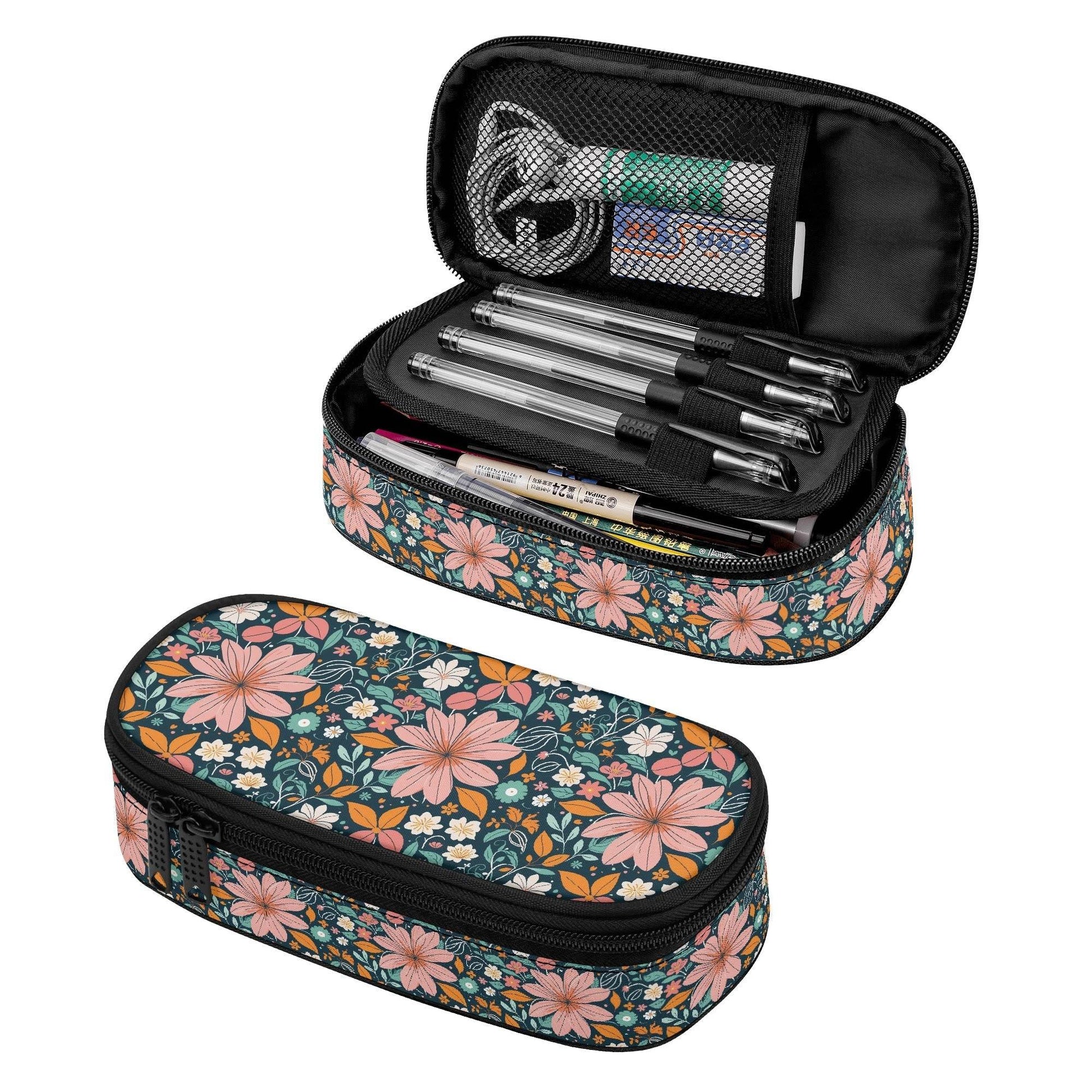 Wild Flowers 3-Layer Pencil and Cosmetic Case - DeRose Seasonal