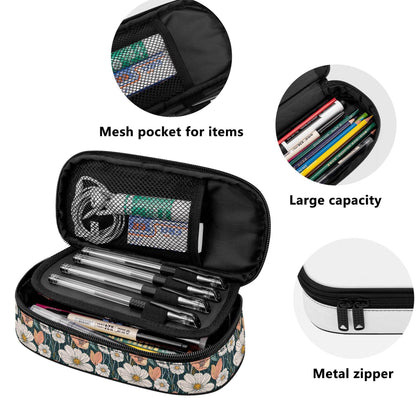 Tulips and Daisy's 3-Layer Pencil and Cosmetic Case - DeRose Seasonal