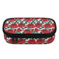Red Leafy Roses 3-Layer Pencil and Cosmetic Case - DeRose Seasonal