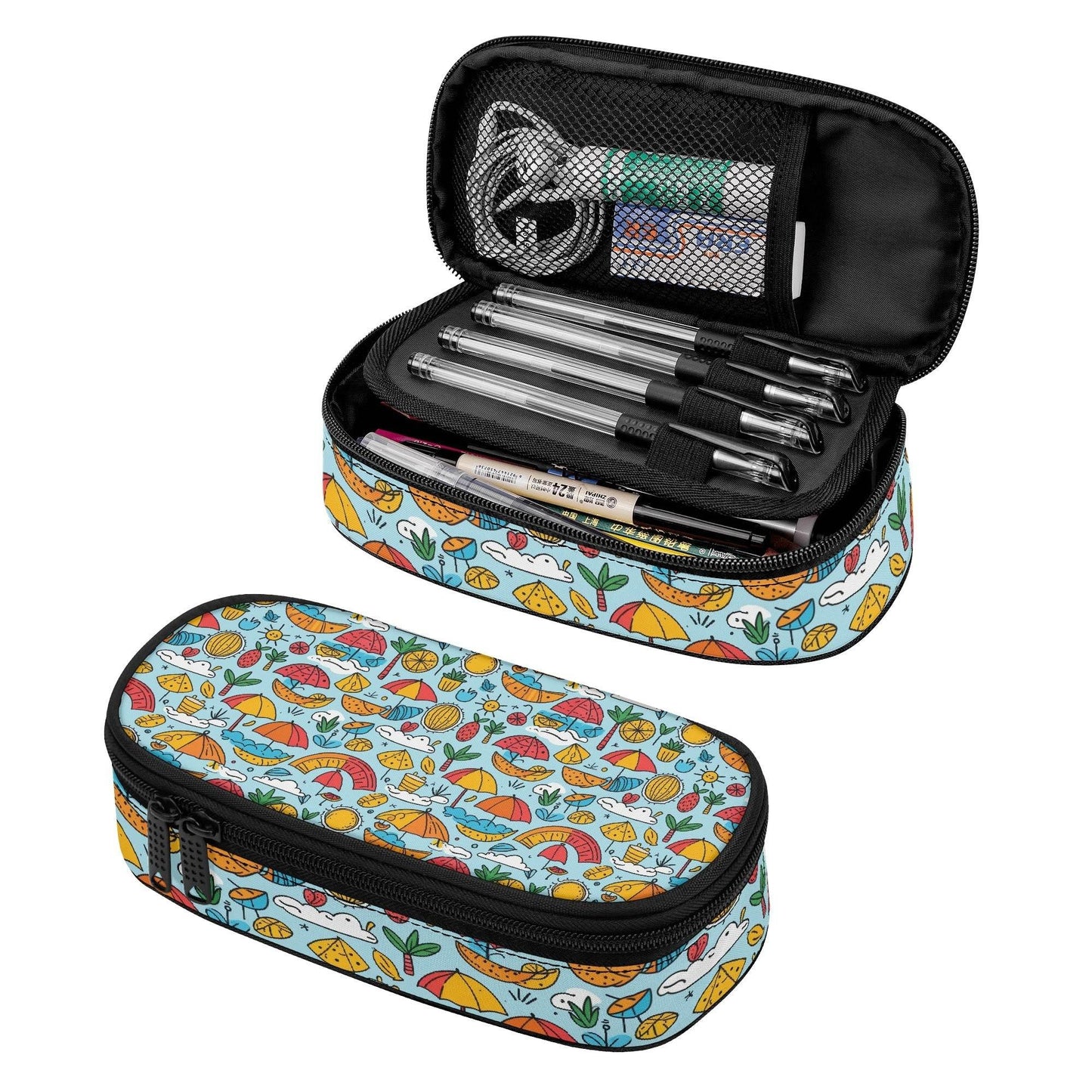 Fun of a Beach Roses 3-Layer Pencil and Cosmetic Case - DeRose Seasonal