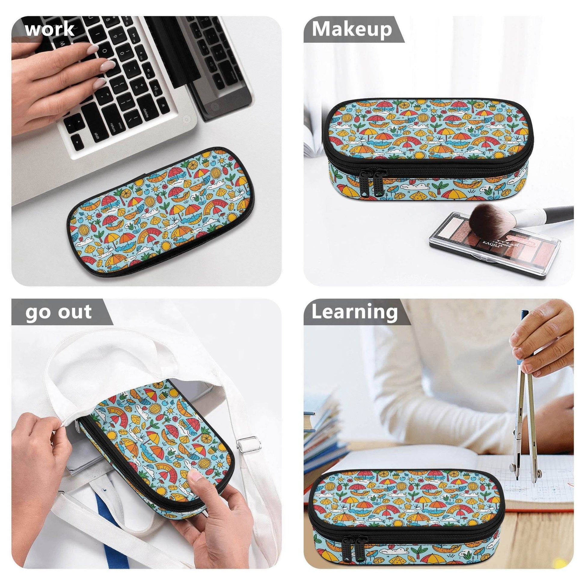 Fun of a Beach Roses 3-Layer Pencil and Cosmetic Case - DeRose Seasonal