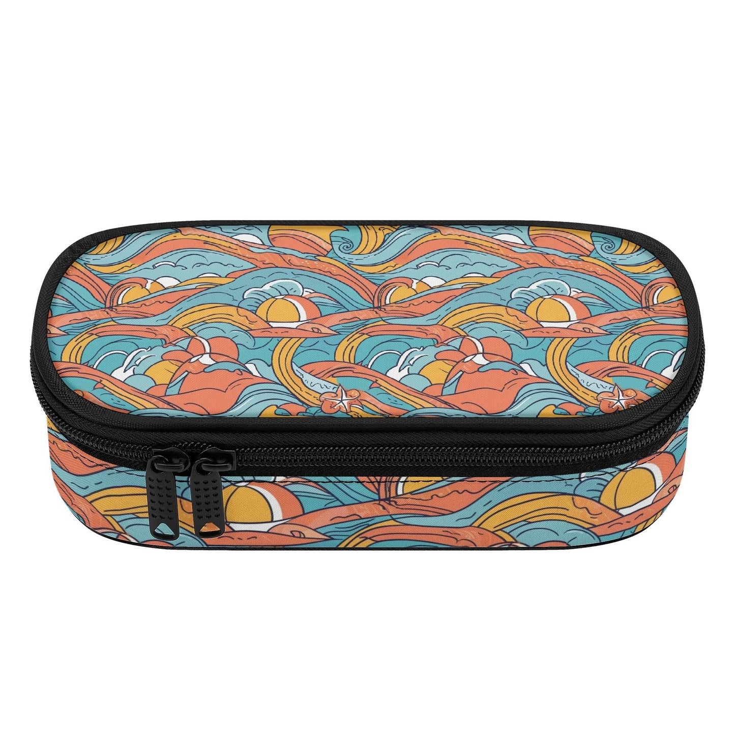 Ocean Abstract Roses 3-Layer Pencil and Cosmetic Case - DeRose Seasonal