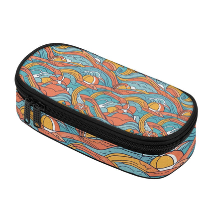 Ocean Abstract Roses 3-Layer Pencil and Cosmetic Case - DeRose Seasonal