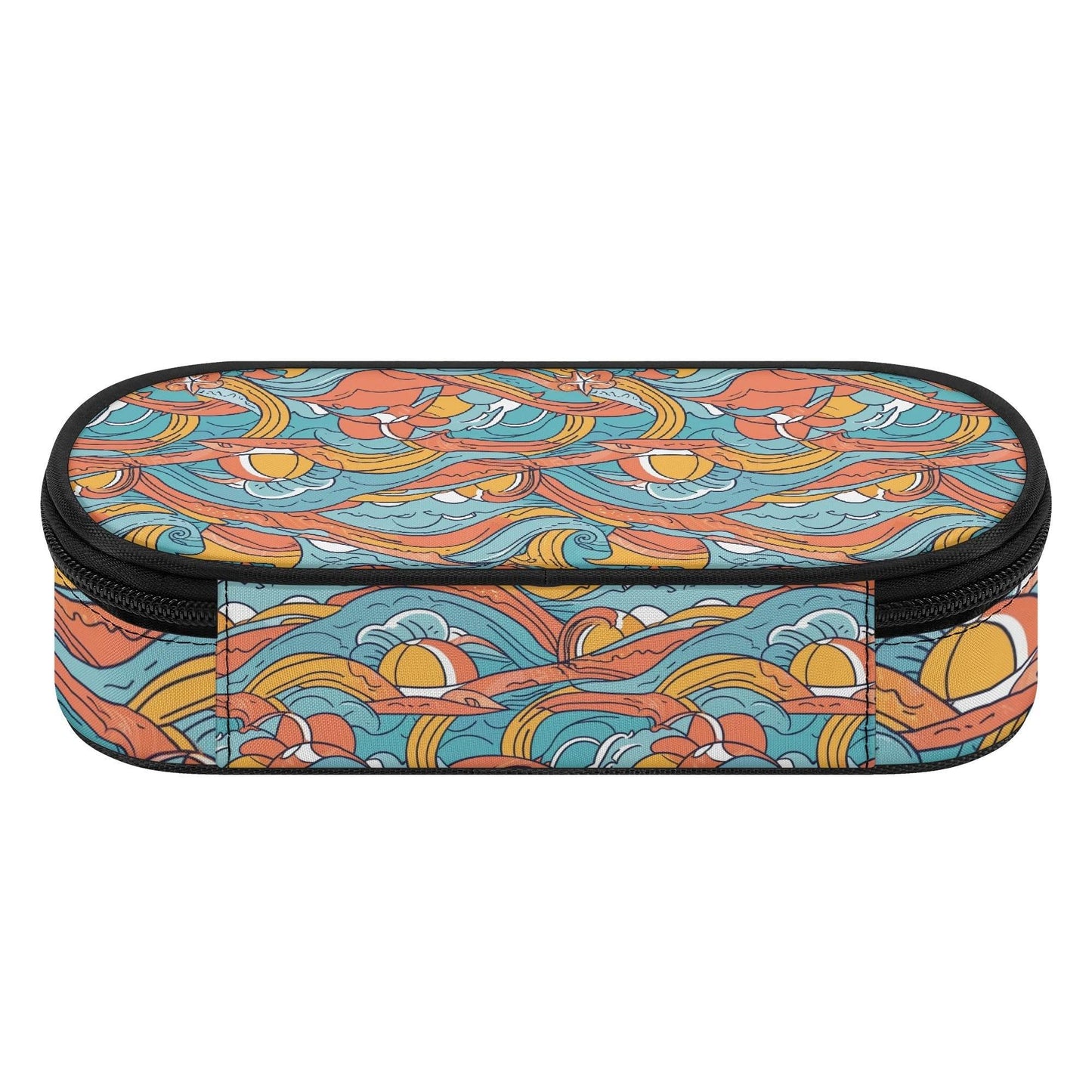 Ocean Abstract Roses 3-Layer Pencil and Cosmetic Case - DeRose Seasonal