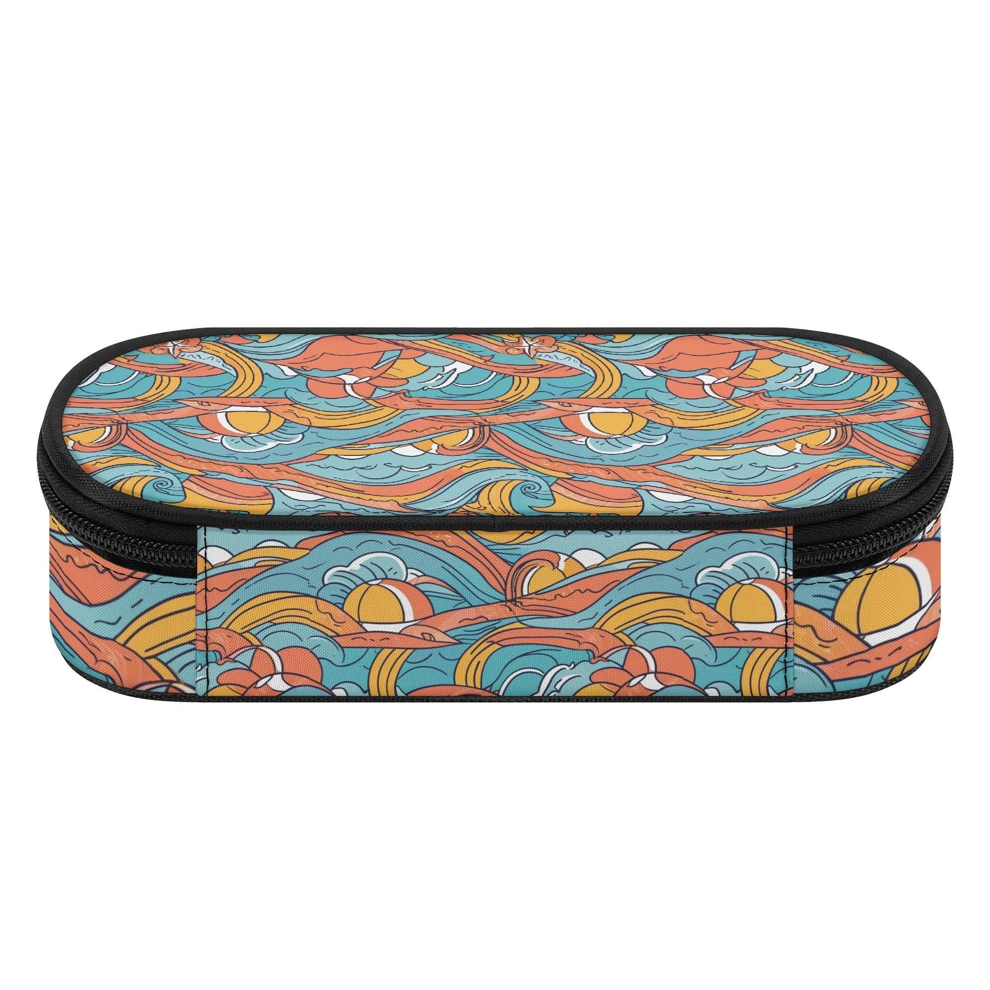 Ocean Abstract Roses 3-Layer Pencil and Cosmetic Case - DeRose Seasonal