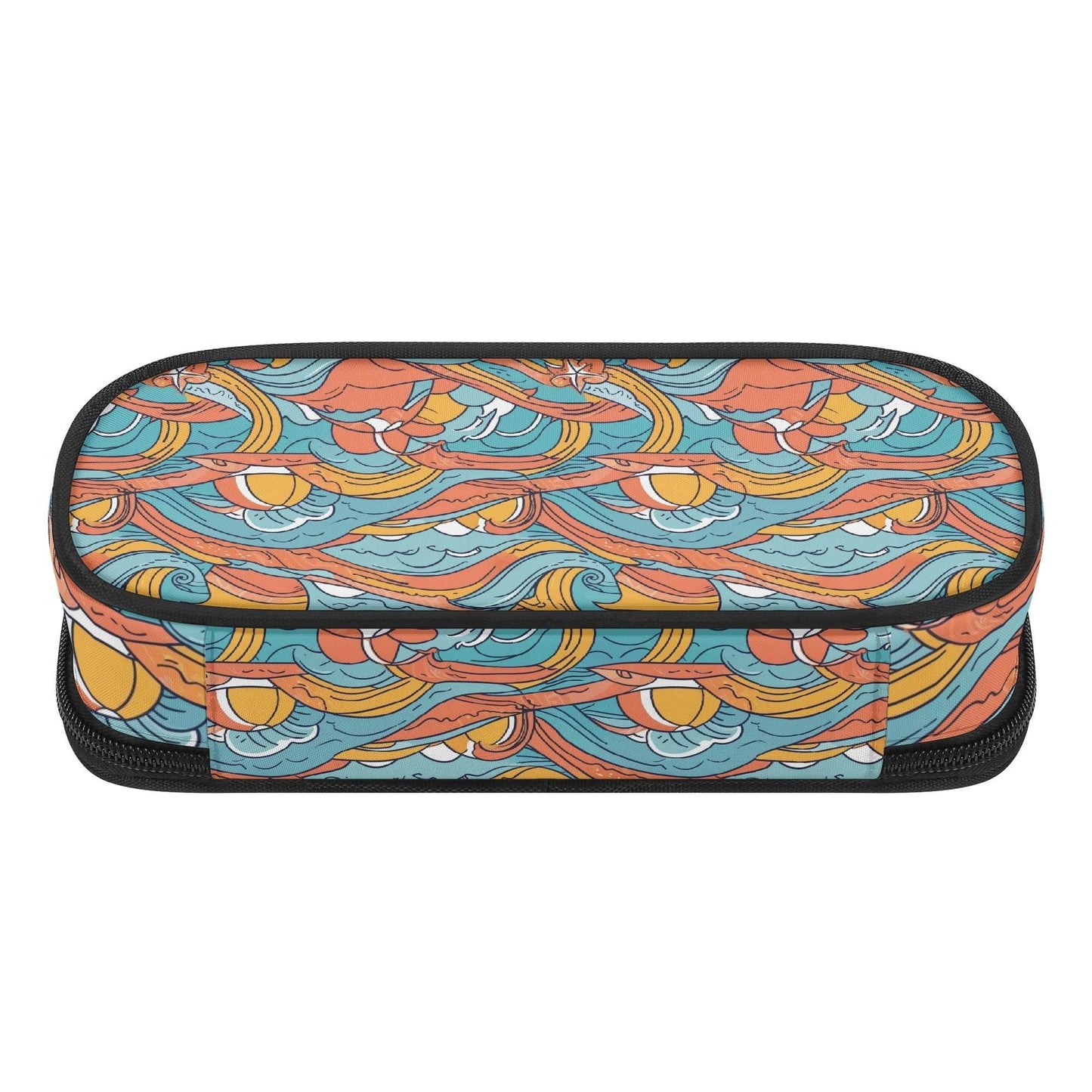 Ocean Abstract Roses 3-Layer Pencil and Cosmetic Case - DeRose Seasonal