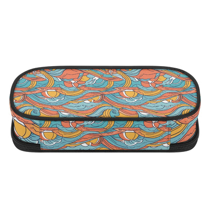 Ocean Abstract Roses 3-Layer Pencil and Cosmetic Case - DeRose Seasonal