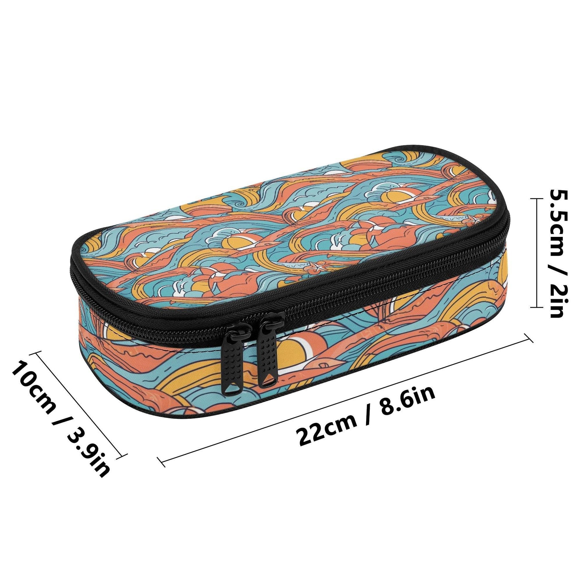Ocean Abstract Roses 3-Layer Pencil and Cosmetic Case - DeRose Seasonal