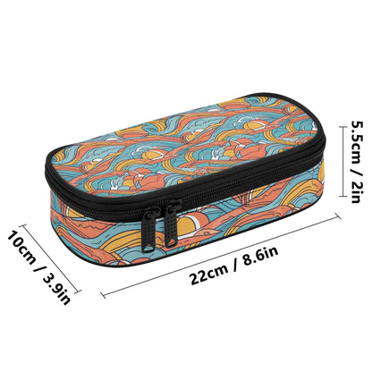 Ocean Abstract Roses 3-Layer Pencil and Cosmetic Case - DeRose Seasonal