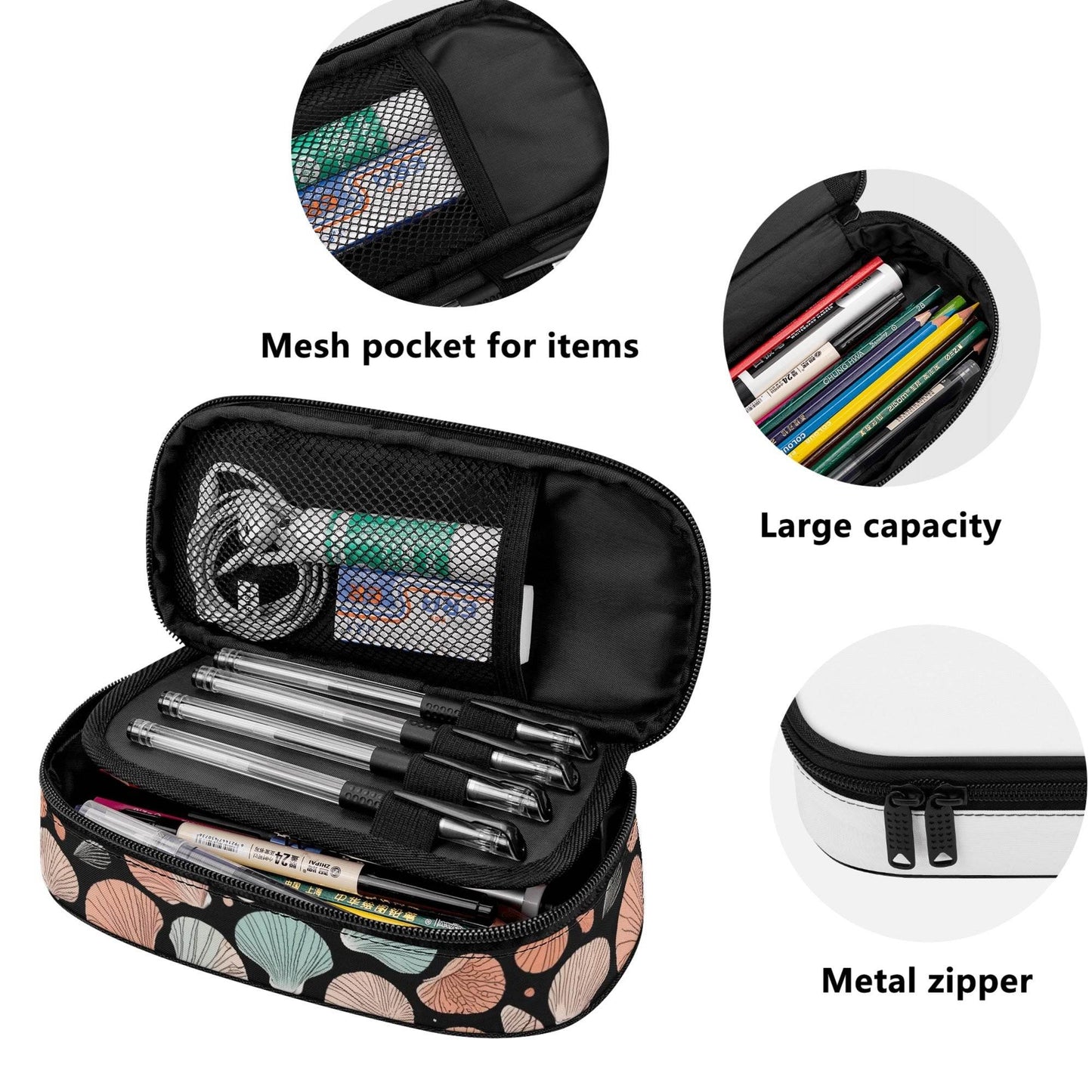 Seashells 3-Layer Pencil and Cosmetic Case - DeRose Seasonal