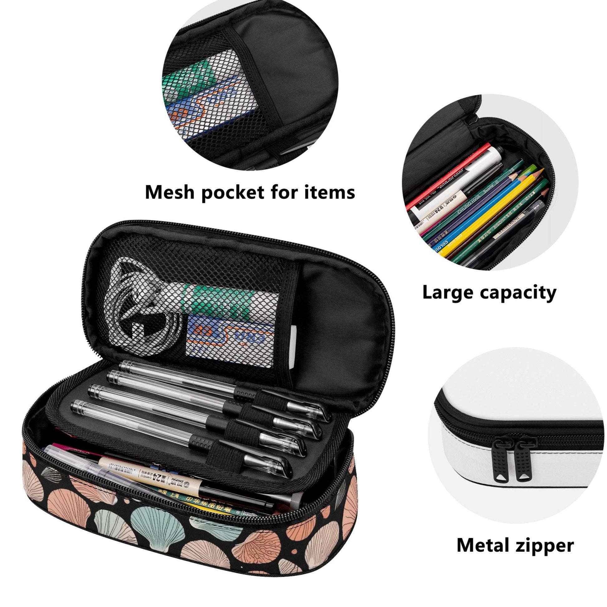 Seashells 3-Layer Pencil and Cosmetic Case - DeRose Seasonal