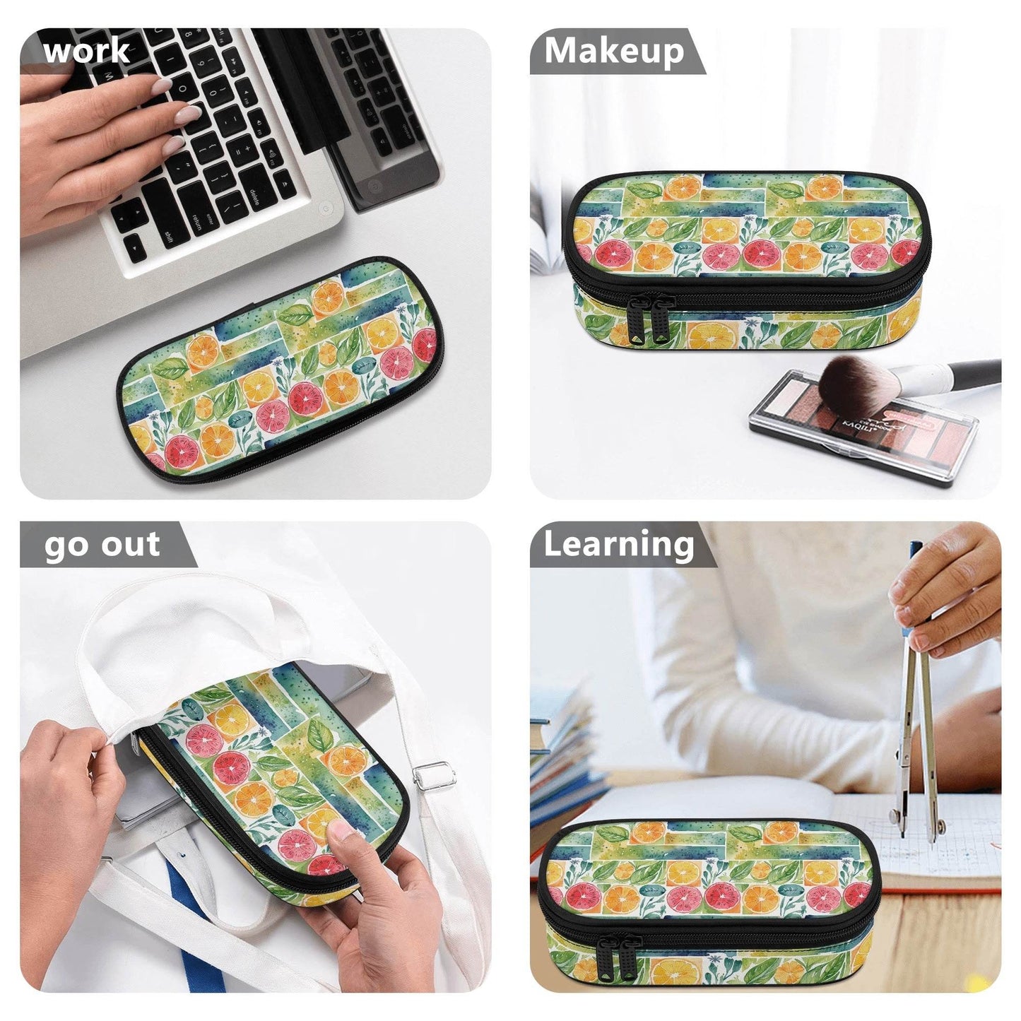 Watercolor Fruit 3-Layer Pencil and Cosmetic Case - DeRose Seasonal
