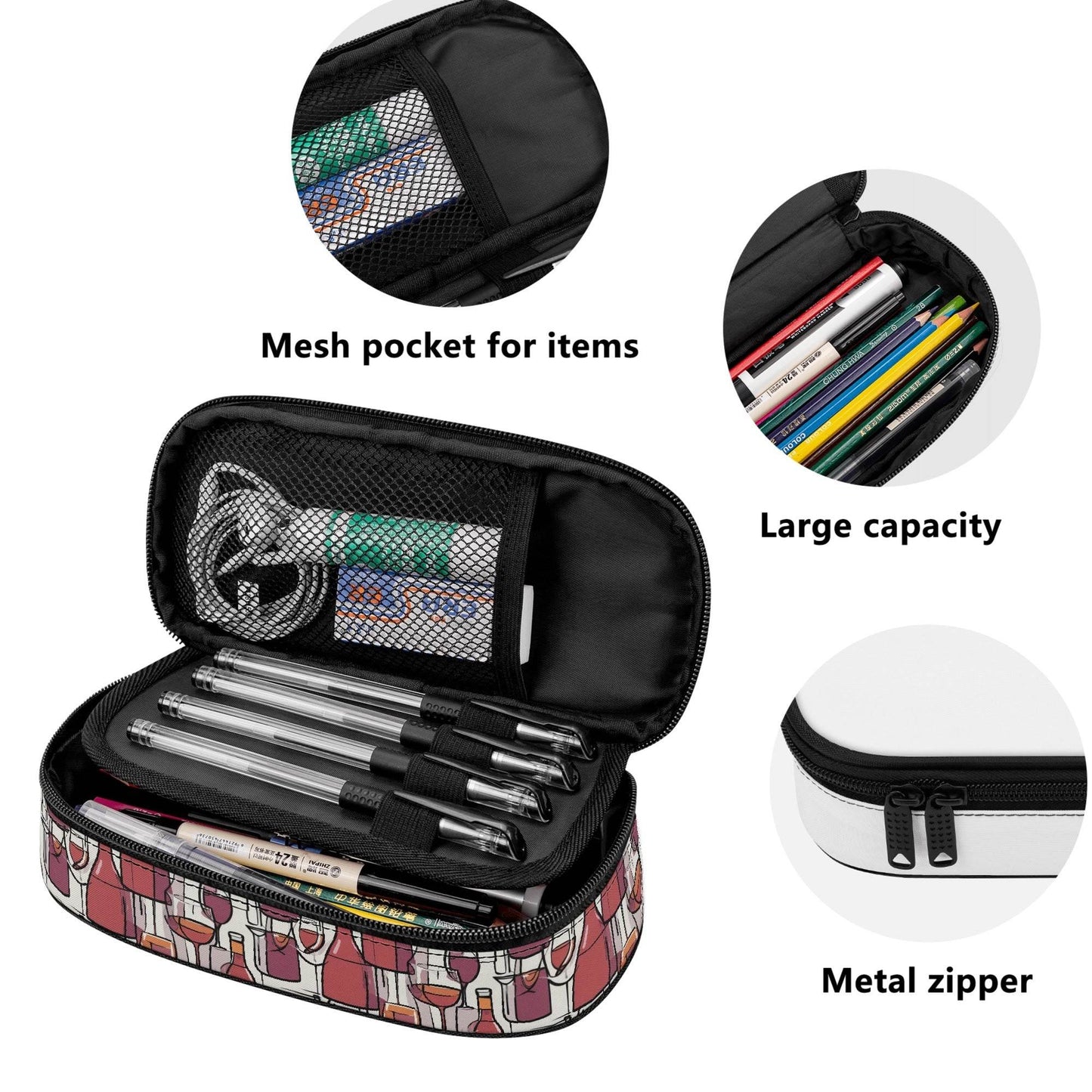 Wine With Me 3-Layer Pencil and Cosmetic Case - DeRose Seasonal