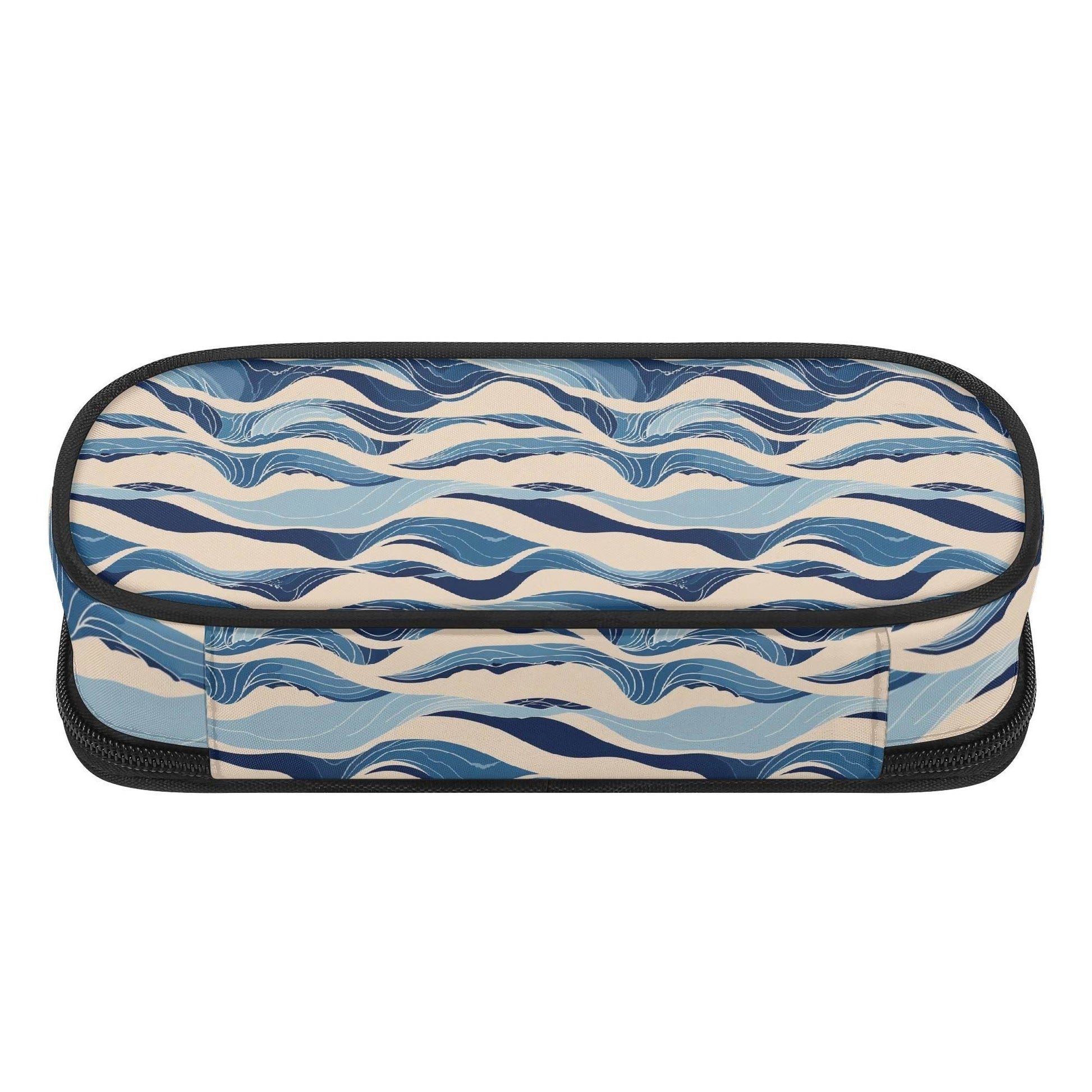 Blue Waves 3-Layer Pencil and Cosmetic Case - DeRose Seasonal