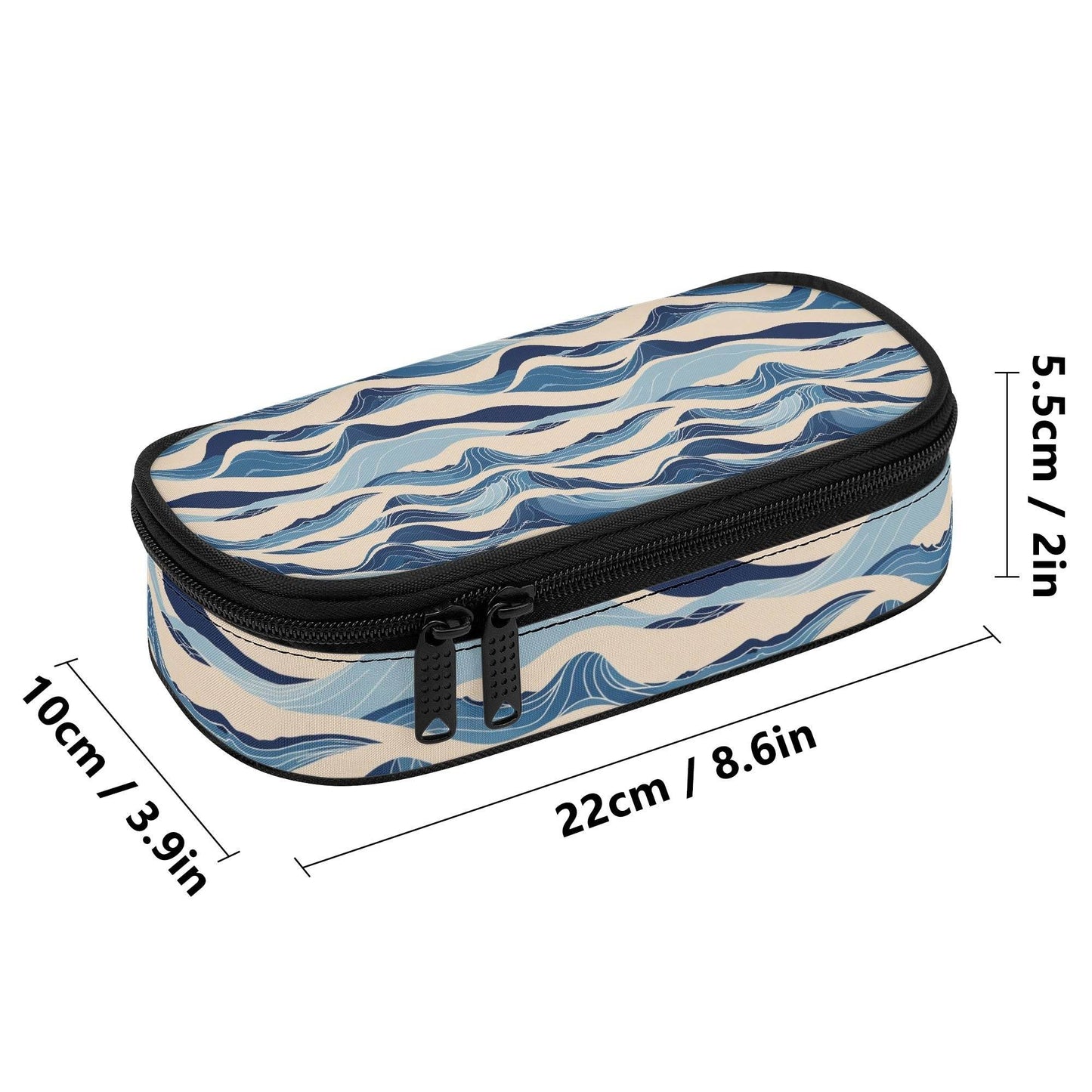 Blue Waves 3-Layer Pencil and Cosmetic Case - DeRose Seasonal