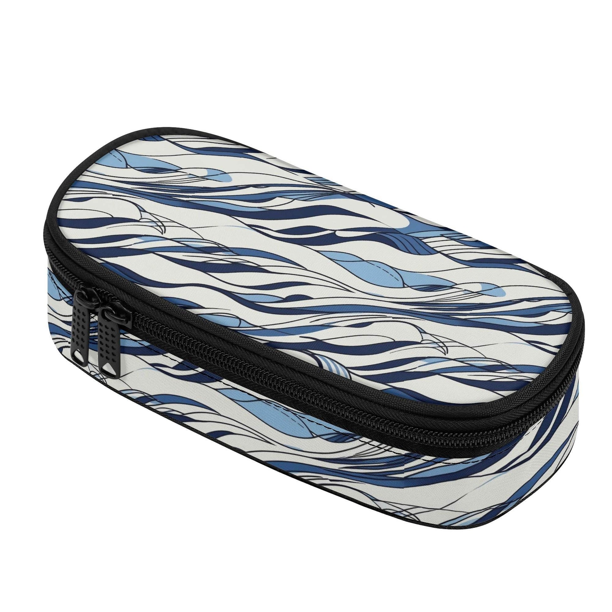 Ocean Lines 3-Layer Pencil and Cosmetic Case - DeRose Seasonal