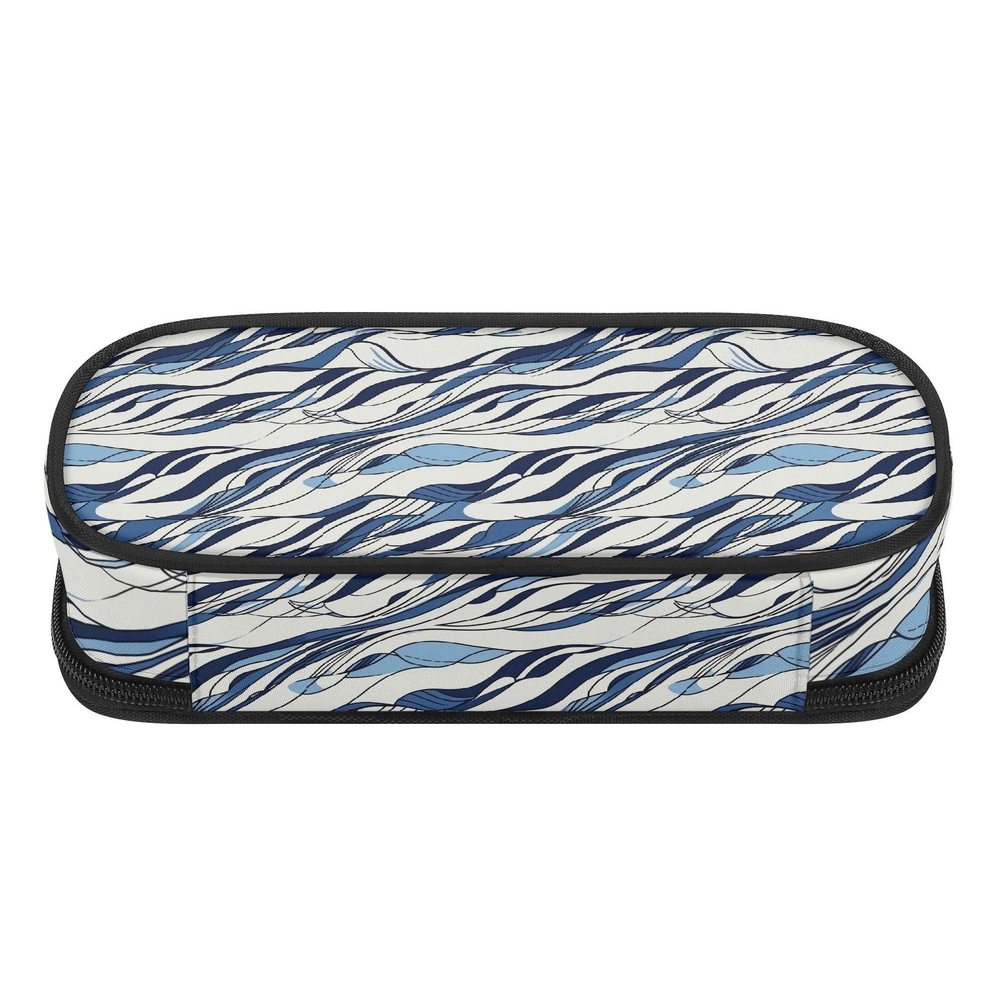 Ocean Lines 3-Layer Pencil and Cosmetic Case - DeRose Seasonal