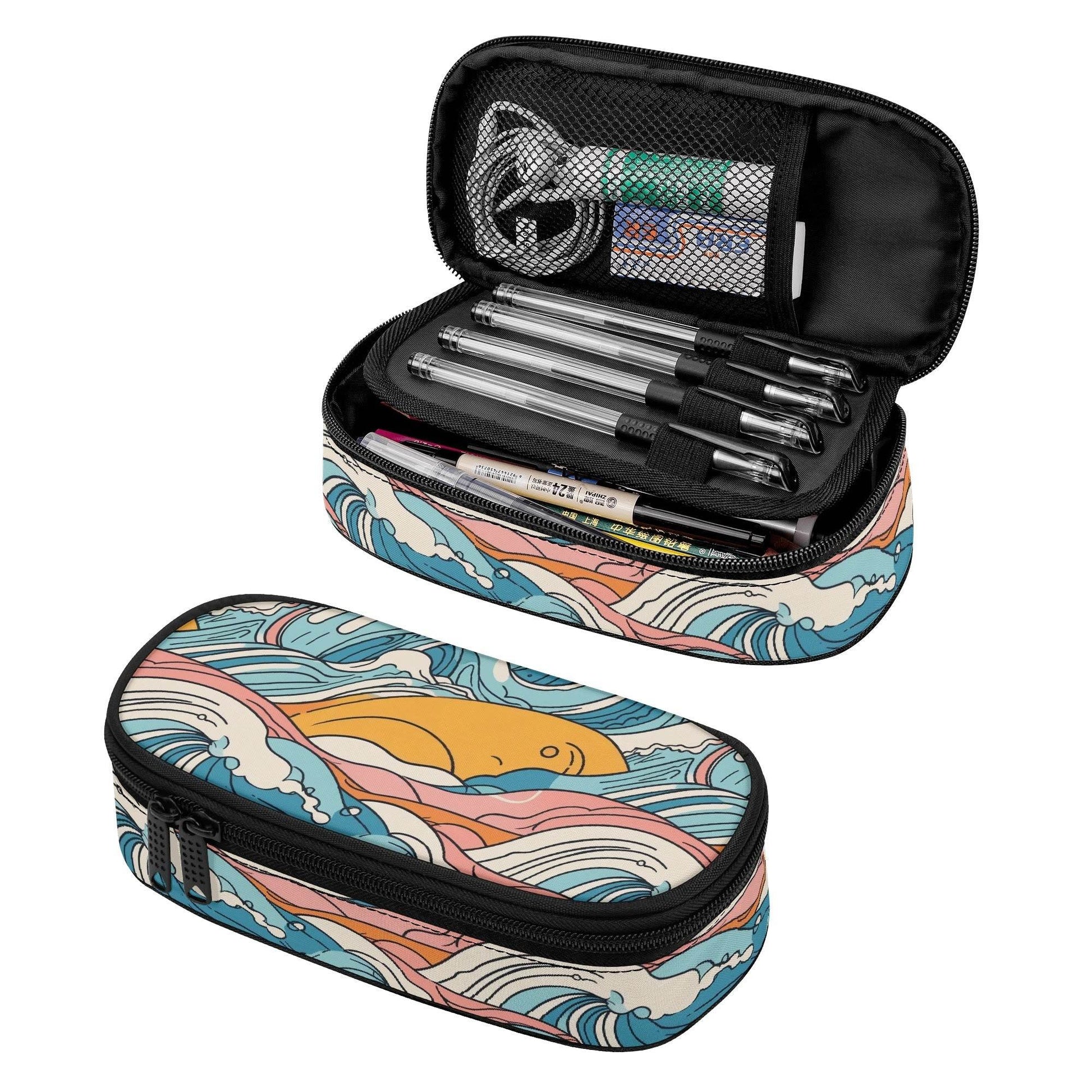 Sun in the Waves 3-Layer Pencil and Cosmetic Case - DeRose Seasonal