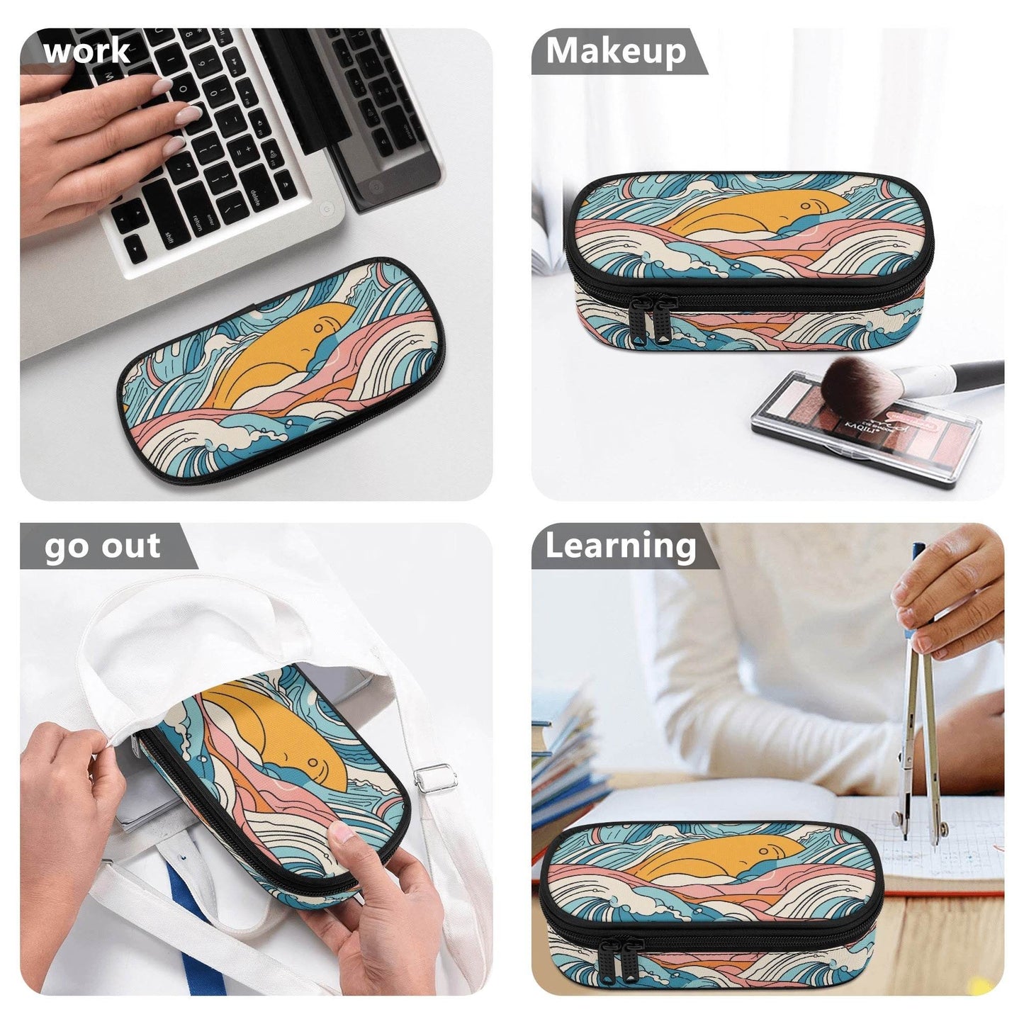 Sun in the Waves 3-Layer Pencil and Cosmetic Case - DeRose Seasonal