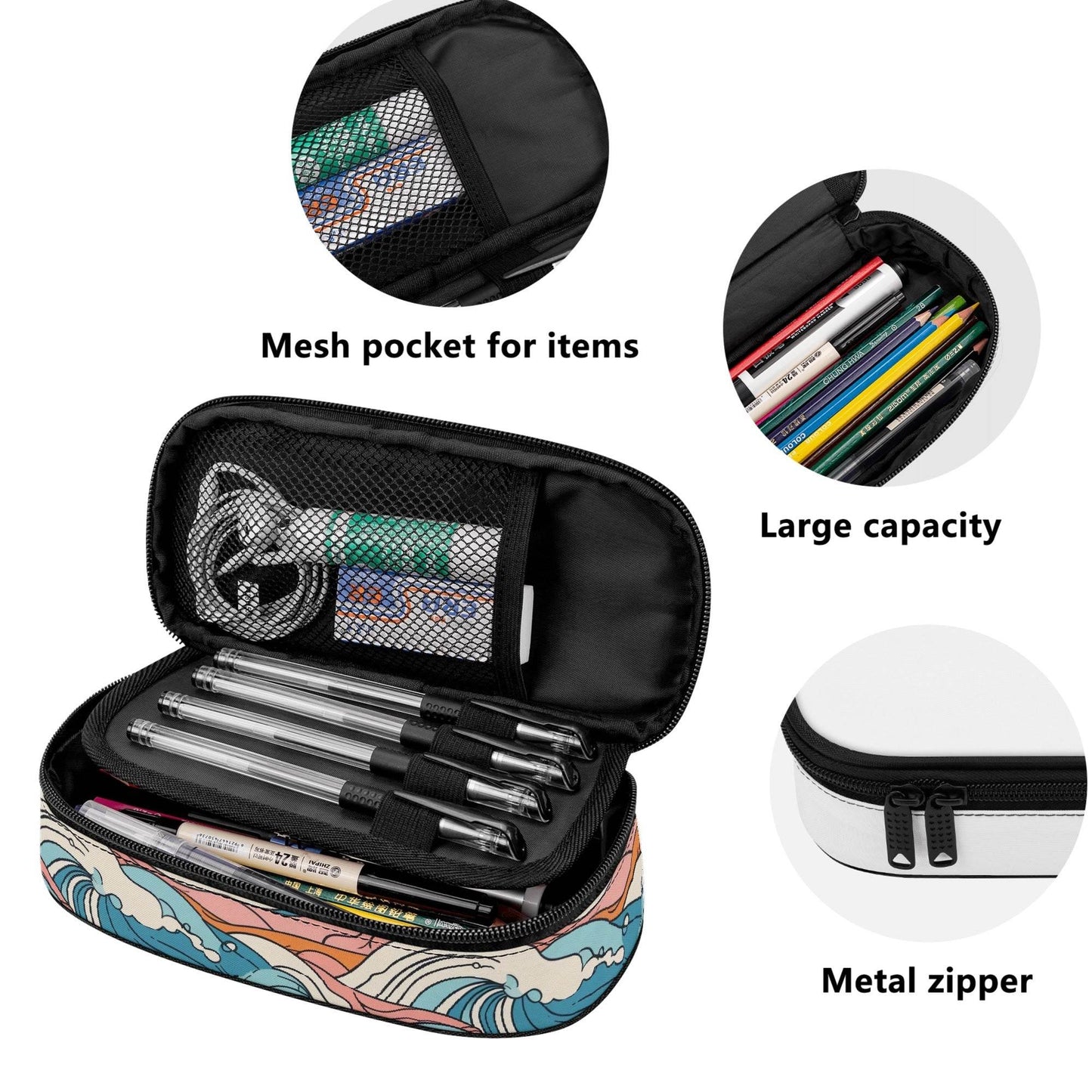 Sun in the Waves 3-Layer Pencil and Cosmetic Case - DeRose Seasonal
