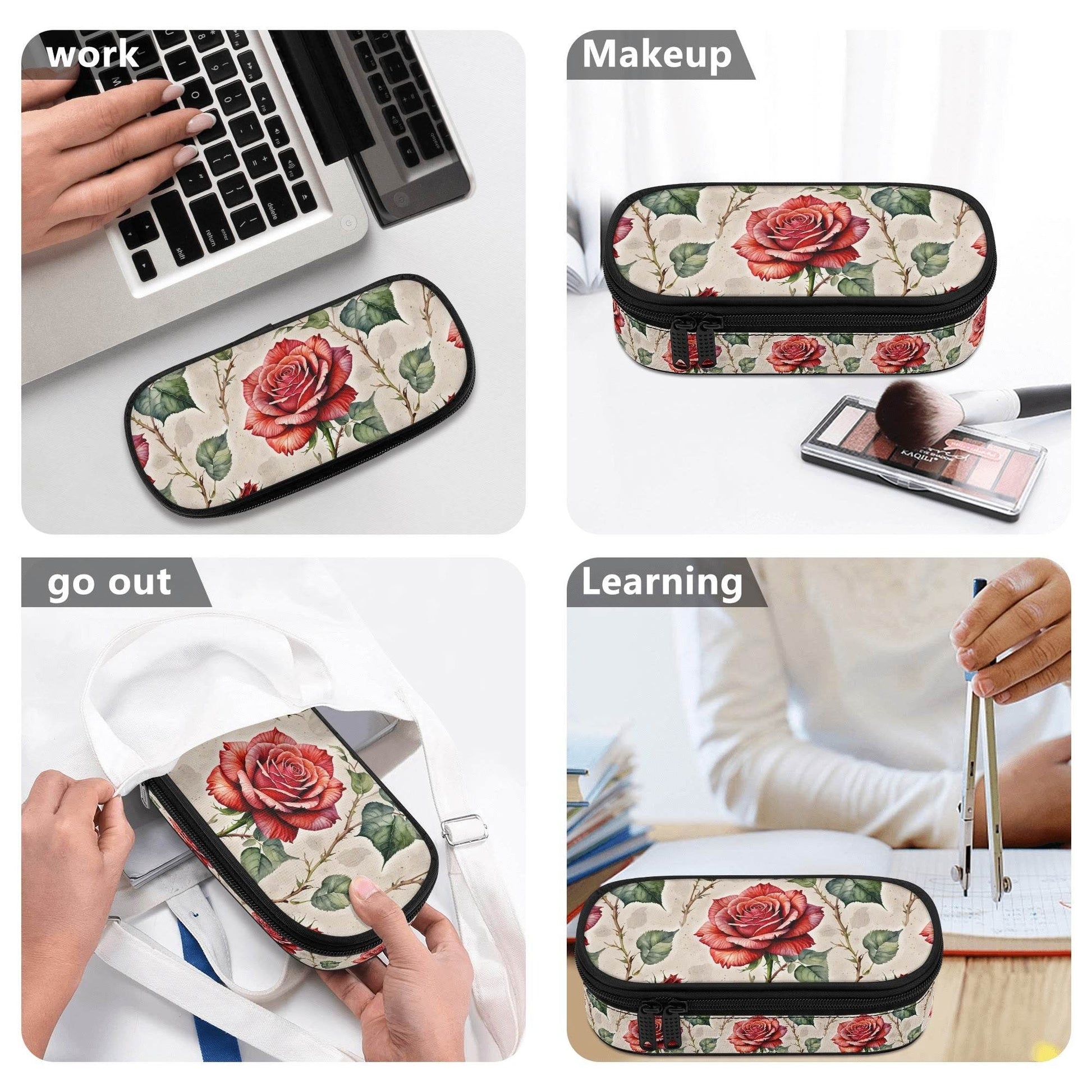 Single Rose 3-Layer Pencil and Cosmetic Case - DeRose Seasonal