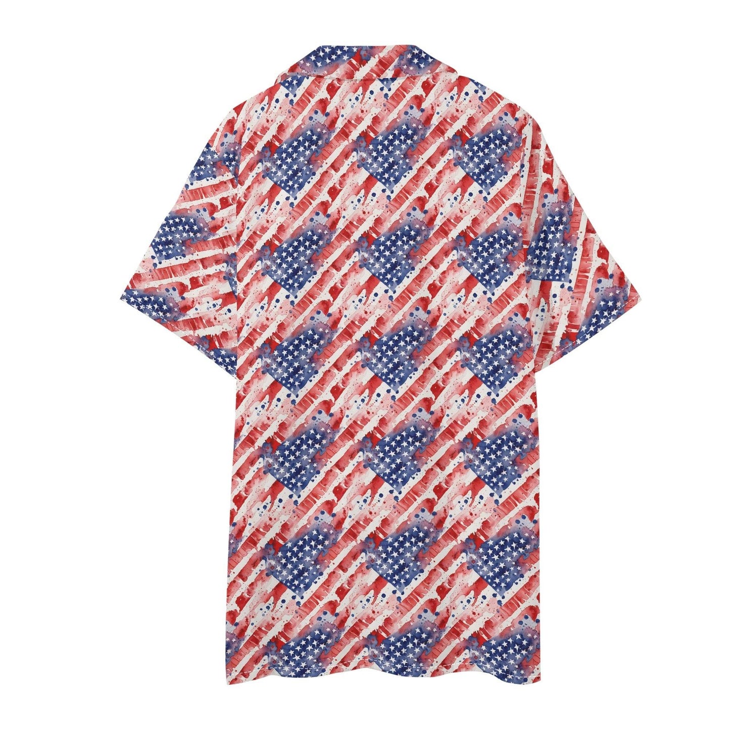 Men's Regular Fit Watercolor Independence Hawaiian Short Sleeve Shirt and Shorts Set - DeRose Seasonal