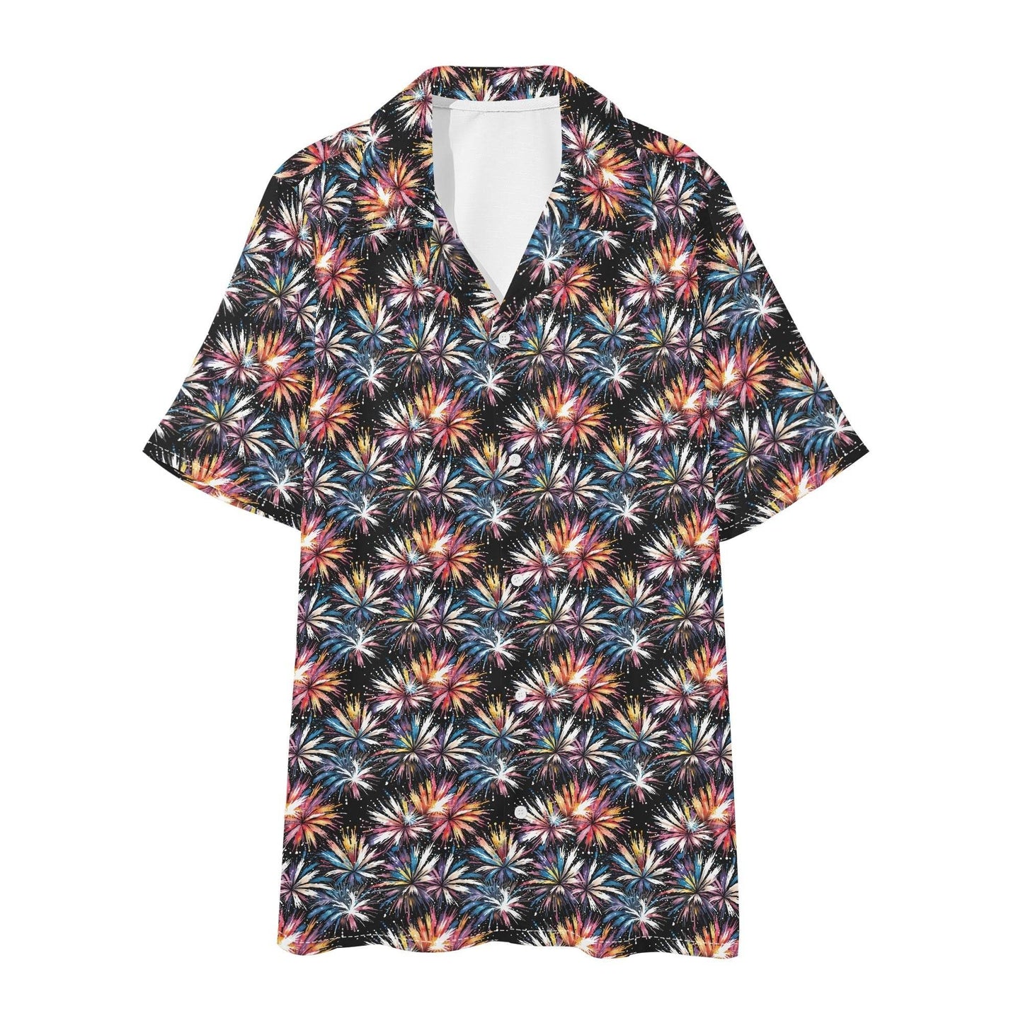Men's Regular Fit Freedom Fireworks Hawaiian Short Sleeve Shirt and Shorts Set - DeRose Seasonal