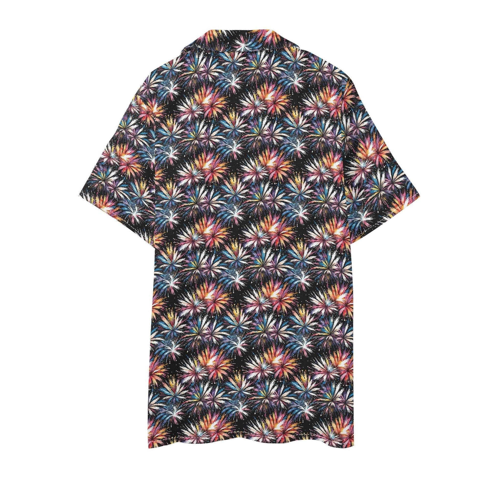 Men's Regular Fit Freedom Fireworks Hawaiian Short Sleeve Shirt and Shorts Set - DeRose Seasonal