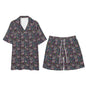 Men's Regular Fit Colorful Fireworks Hawaiian Short Sleeve Shirt and Shorts Set - DeRose Seasonal