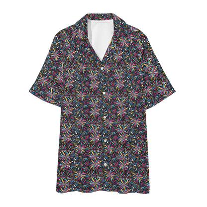 Men's Regular Fit Colorful Fireworks Hawaiian Short Sleeve Shirt and Shorts Set - DeRose Seasonal