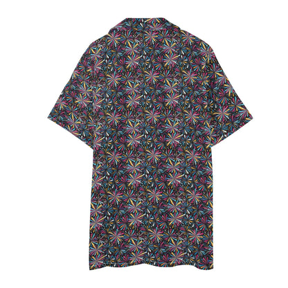 Men's Regular Fit Colorful Fireworks Hawaiian Short Sleeve Shirt and Shorts Set - DeRose Seasonal