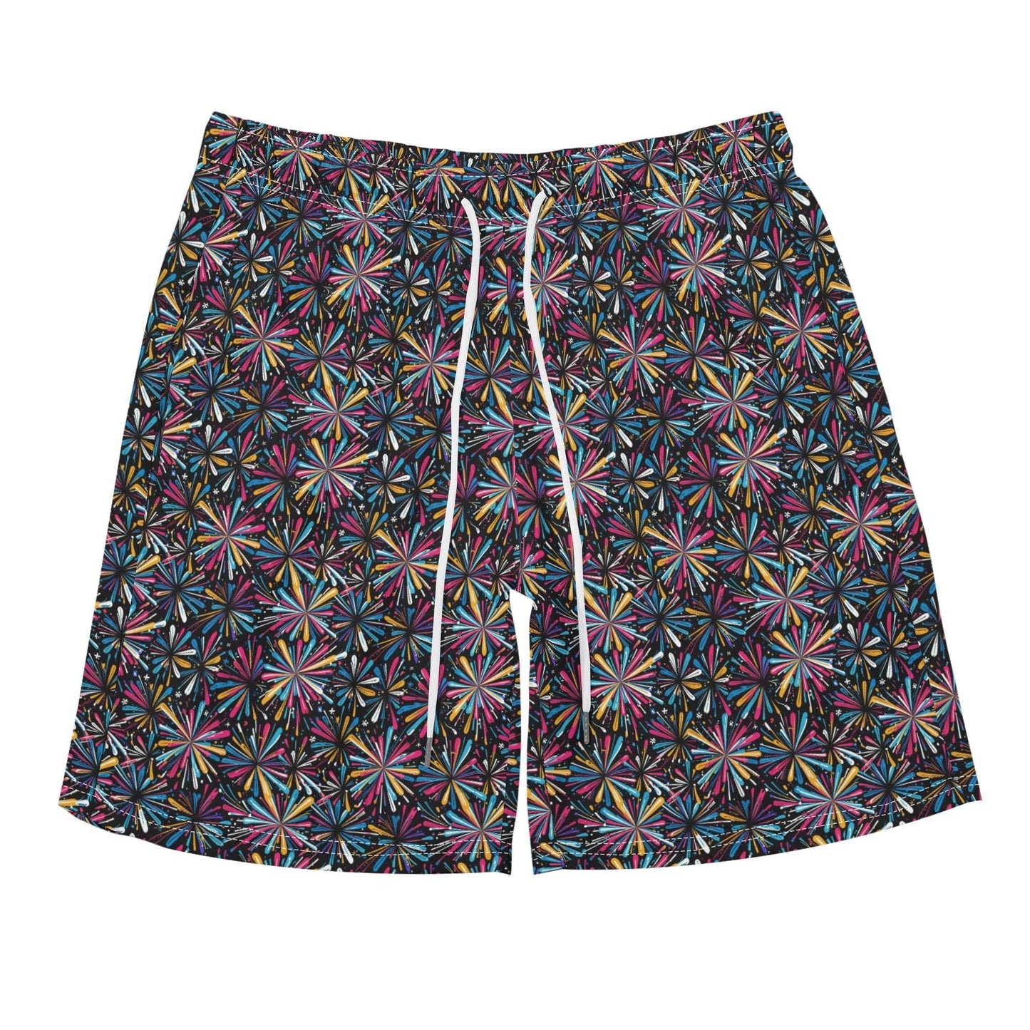 Men's Regular Fit Colorful Fireworks Hawaiian Short Sleeve Shirt and Shorts Set - DeRose Seasonal