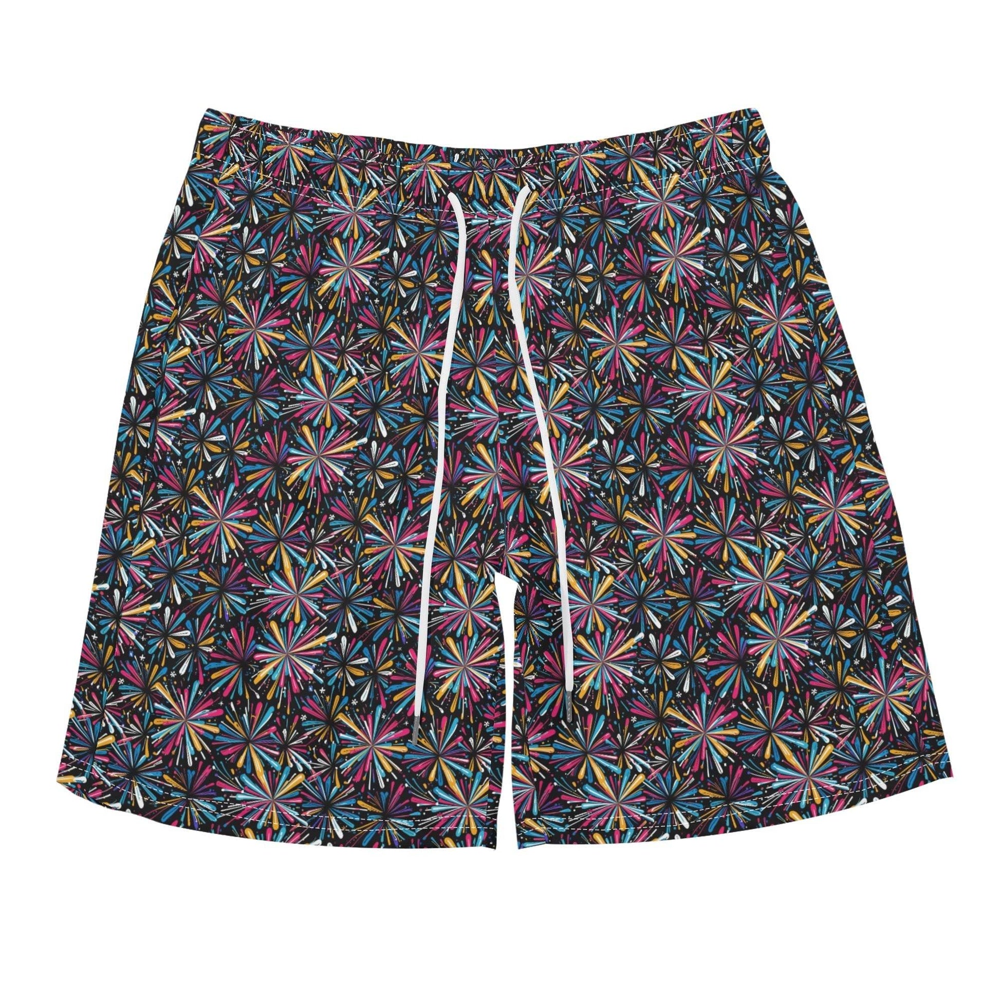 Men's Regular Fit Colorful Fireworks Hawaiian Short Sleeve Shirt and Shorts Set - DeRose Seasonal