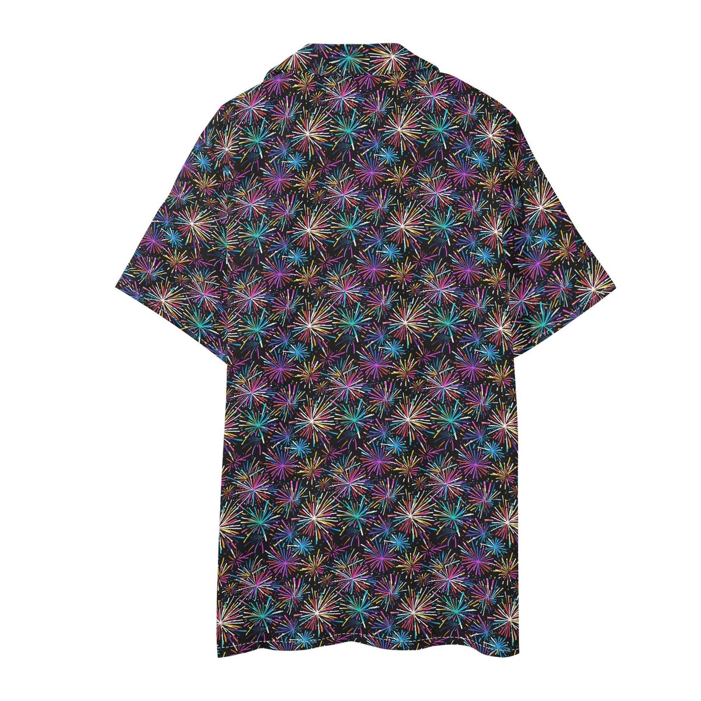 Men's Regular Fit Sharp Fireworks Hawaiian Short Sleeve Shirt and Shorts Set - DeRose Seasonal