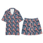 Men's Regular Fit Wavy Flag USA Short Sleeve Shirt and Shorts Set - DeRose Seasonal
