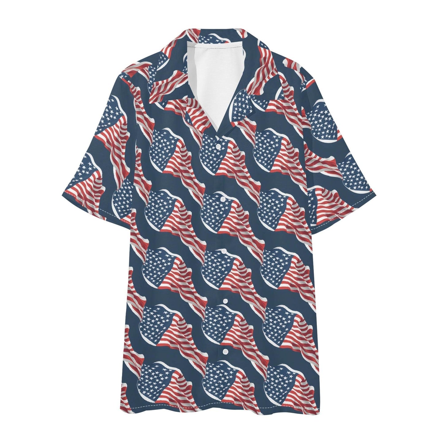 Men's Regular Fit Wavy Flag USA Short Sleeve Shirt and Shorts Set - DeRose Seasonal