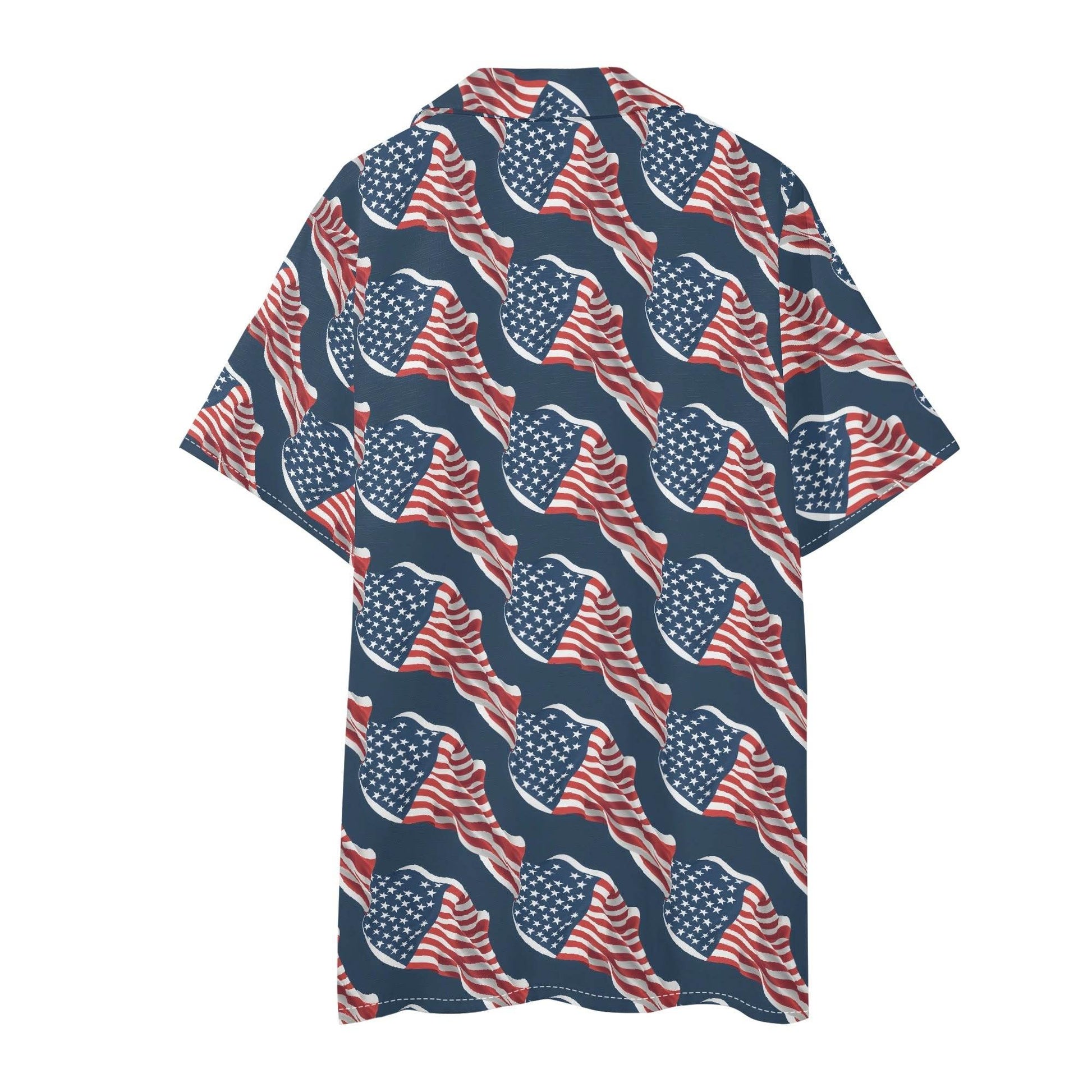 Men's Regular Fit Wavy Flag USA Short Sleeve Shirt and Shorts Set - DeRose Seasonal