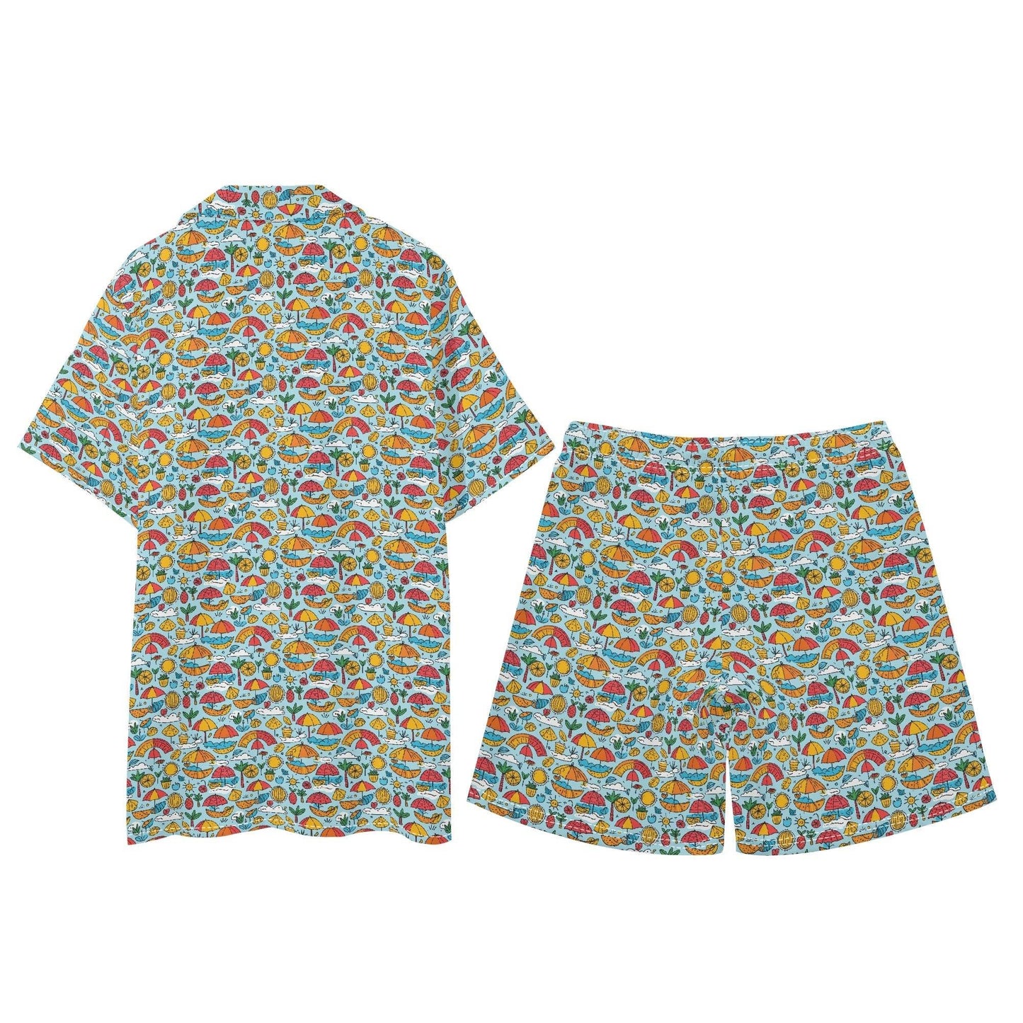 Men's Regular Fit Fun of a Beach Hawaiian Short Sleeve Shirt and Shorts Set - DeRose Seasonal