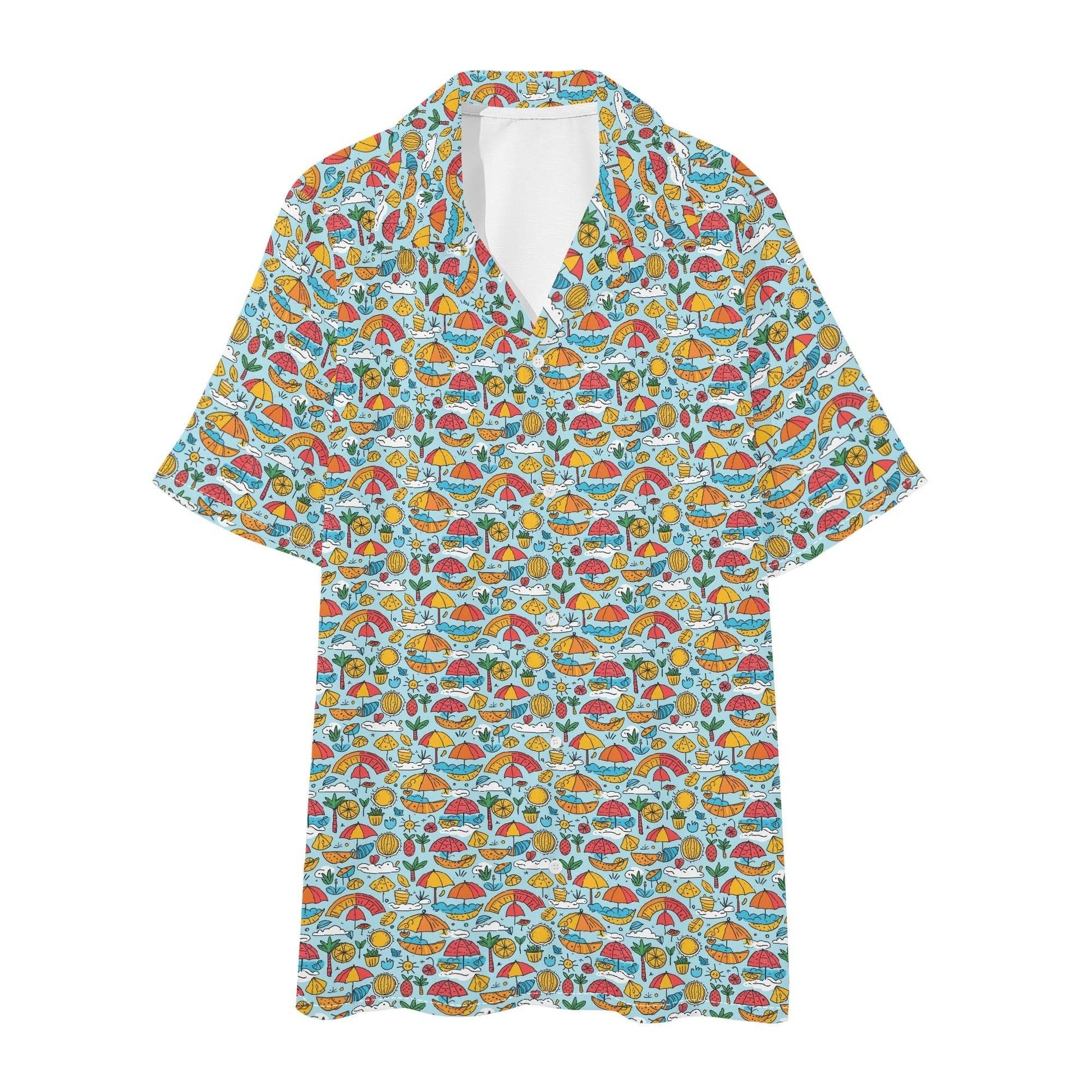 Men's Regular Fit Fun of a Beach Hawaiian Short Sleeve Shirt and Shorts Set - DeRose Seasonal