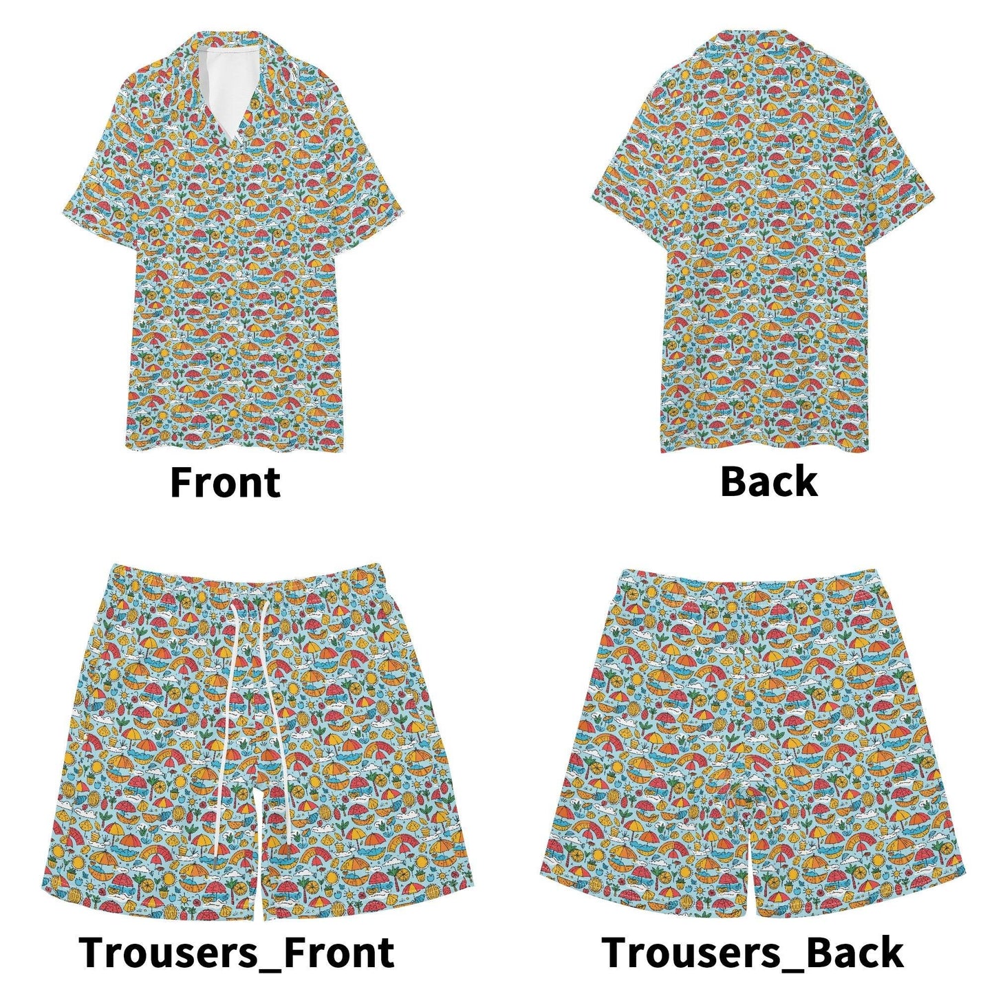 Men's Regular Fit Fun of a Beach Hawaiian Short Sleeve Shirt and Shorts Set - DeRose Seasonal