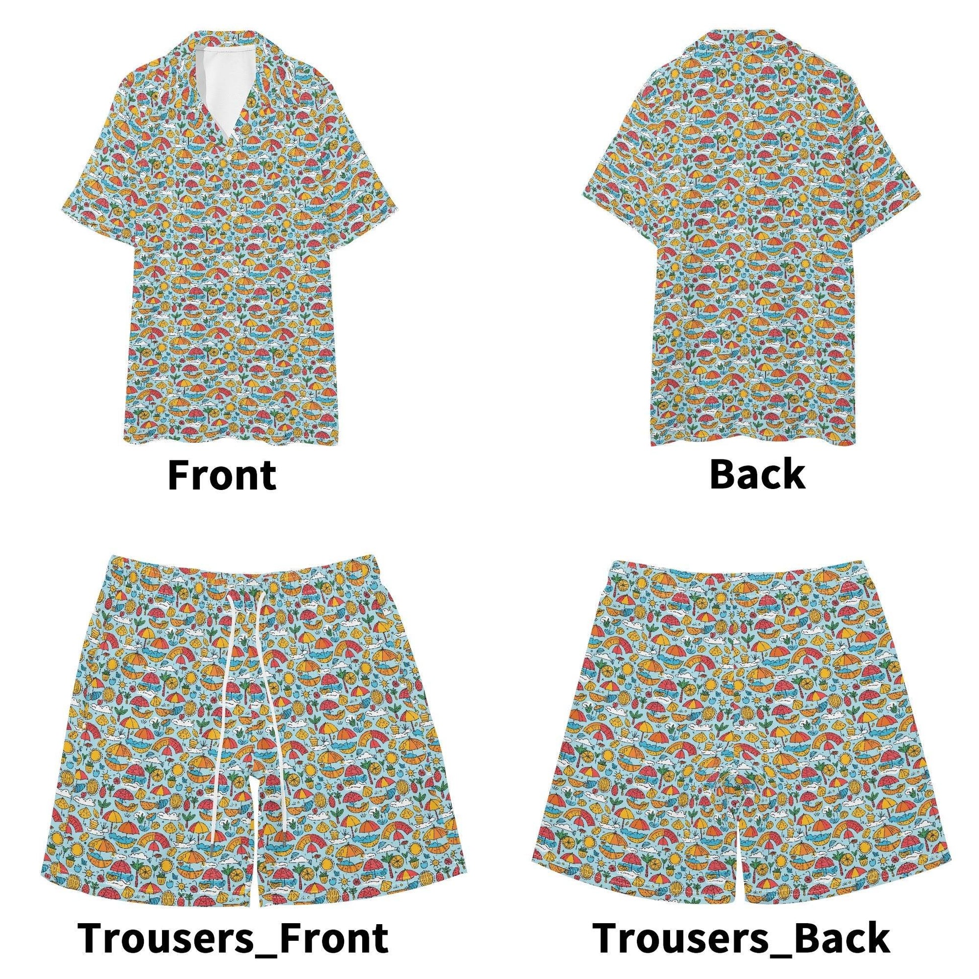 Men's Regular Fit Fun of a Beach Hawaiian Short Sleeve Shirt and Shorts Set - DeRose Seasonal