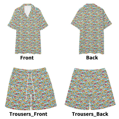Men's Regular Fit Fun of a Beach Hawaiian Short Sleeve Shirt and Shorts Set - DeRose Seasonal