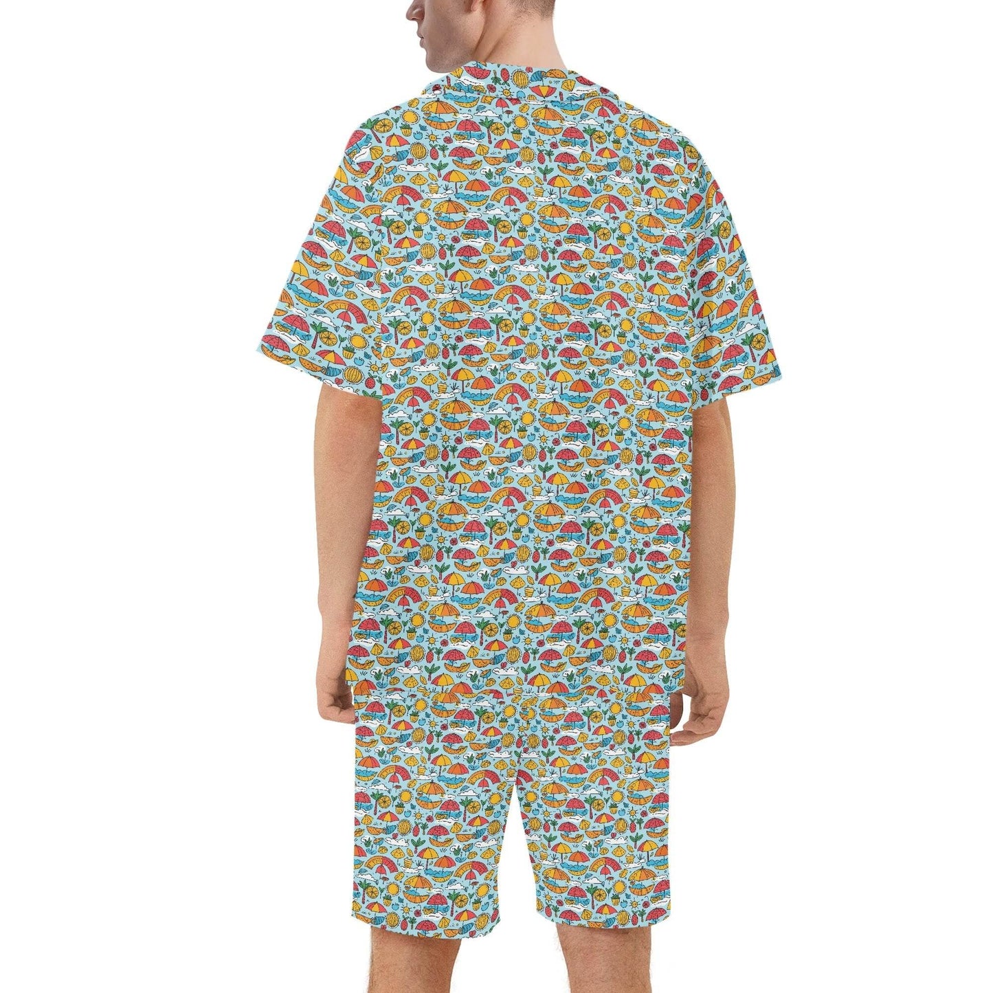Men's Regular Fit Fun of a Beach Hawaiian Short Sleeve Shirt and Shorts Set - DeRose Seasonal