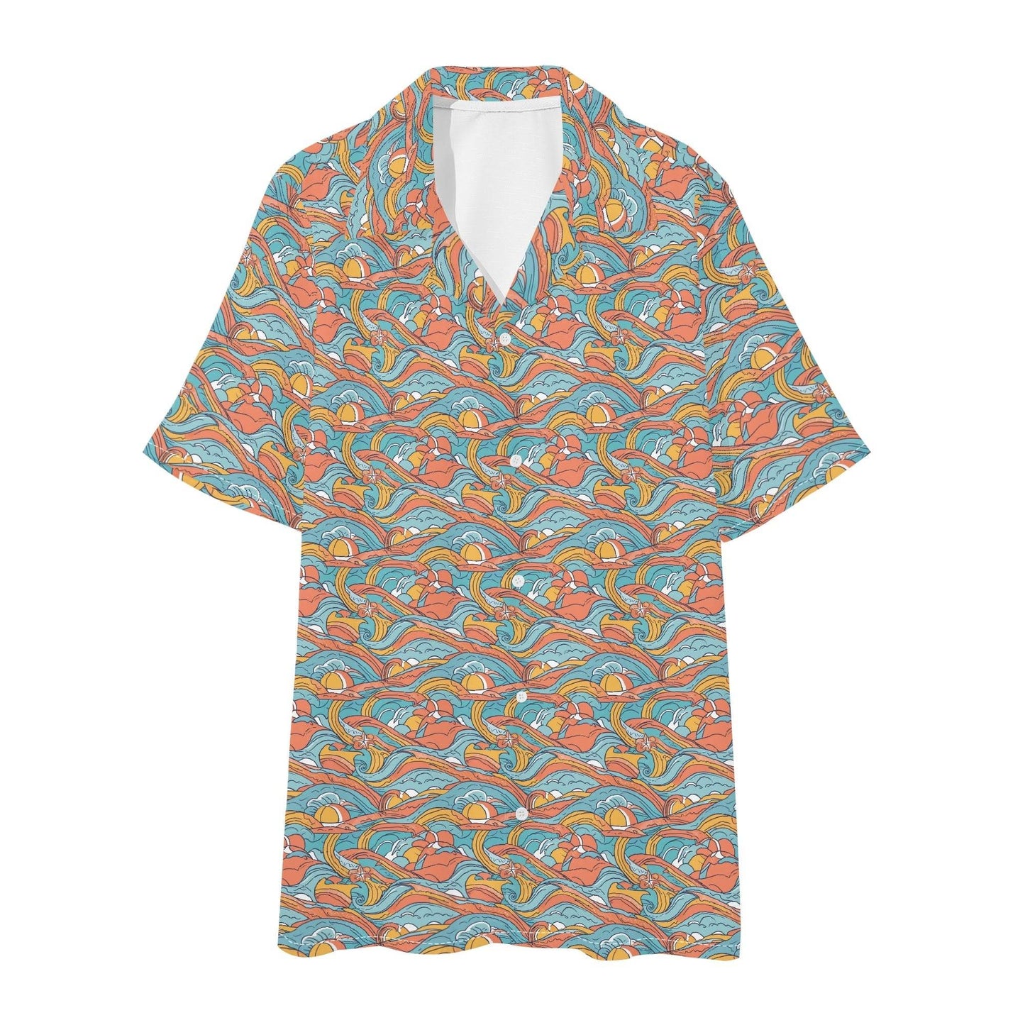 Men's Regular Fit Ocean Abstract Hawaiian Short Sleeve Shirt and Shorts Set - DeRose Seasonal