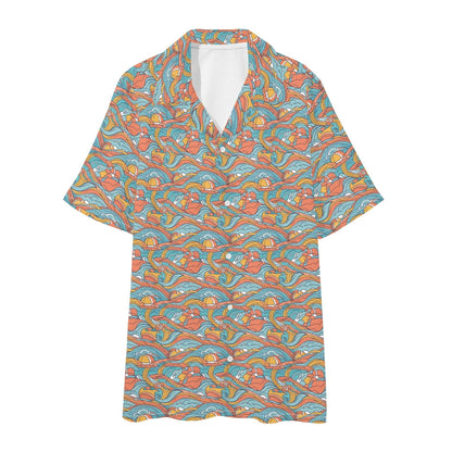 Men's Regular Fit Ocean Abstract Hawaiian Short Sleeve Shirt and Shorts Set - DeRose Seasonal