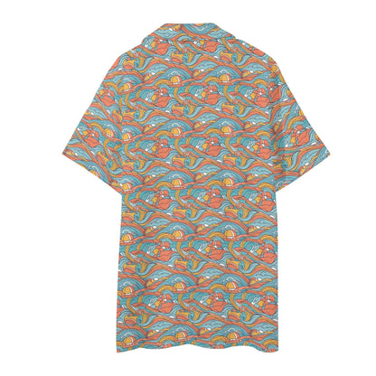 Men's Regular Fit Ocean Abstract Hawaiian Short Sleeve Shirt and Shorts Set - DeRose Seasonal