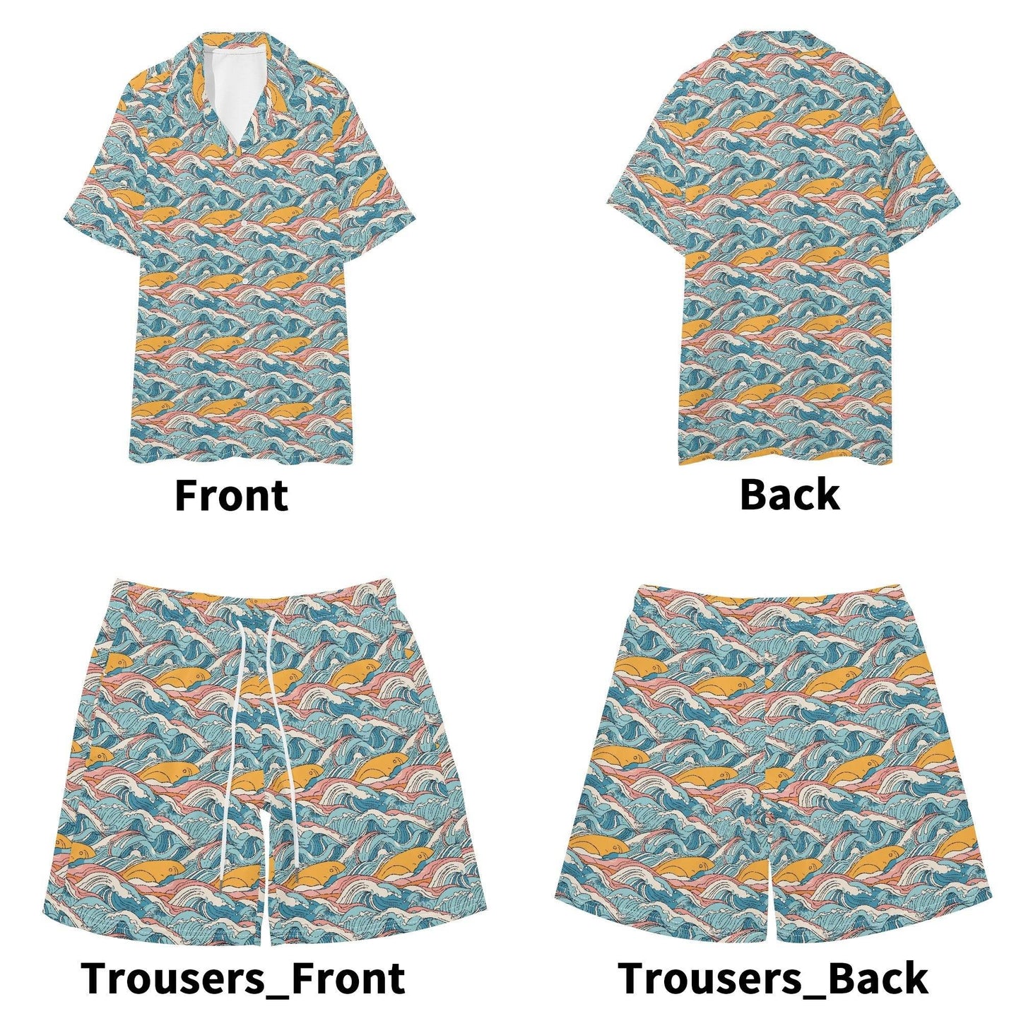 Men's Regular Fit Sun in the Waves Hawaiian Short Sleeve Shirt and Shorts Set - DeRose Seasonal