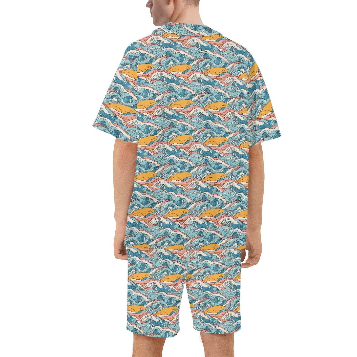 Men's Regular Fit Sun in the Waves Hawaiian Short Sleeve Shirt and Shorts Set - DeRose Seasonal