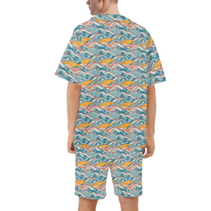 Men's Regular Fit Sun in the Waves Hawaiian Short Sleeve Shirt and Shorts Set - DeRose Seasonal